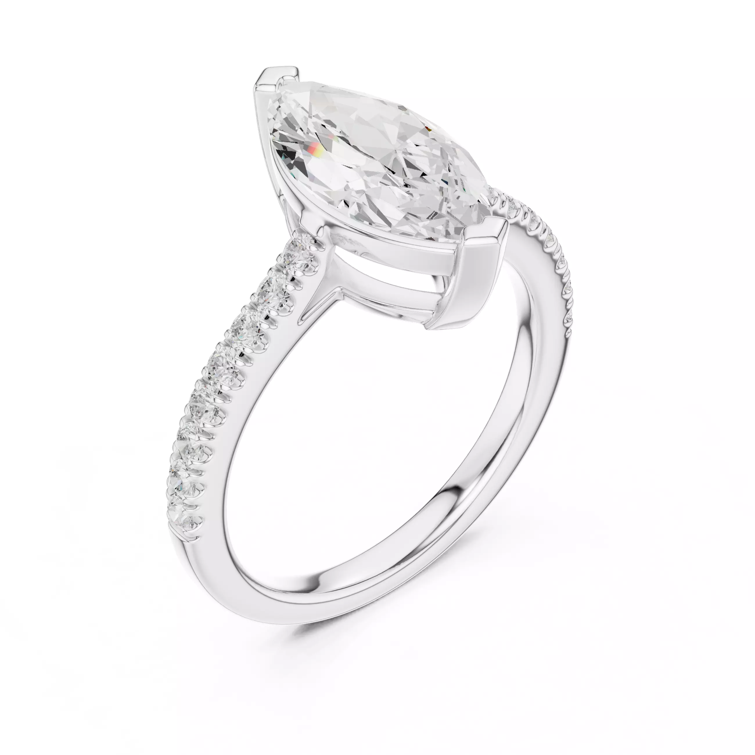 2CT Marquise Cut Diamond Engagement Wedding Ring 3DM STL Video 3D print model_10