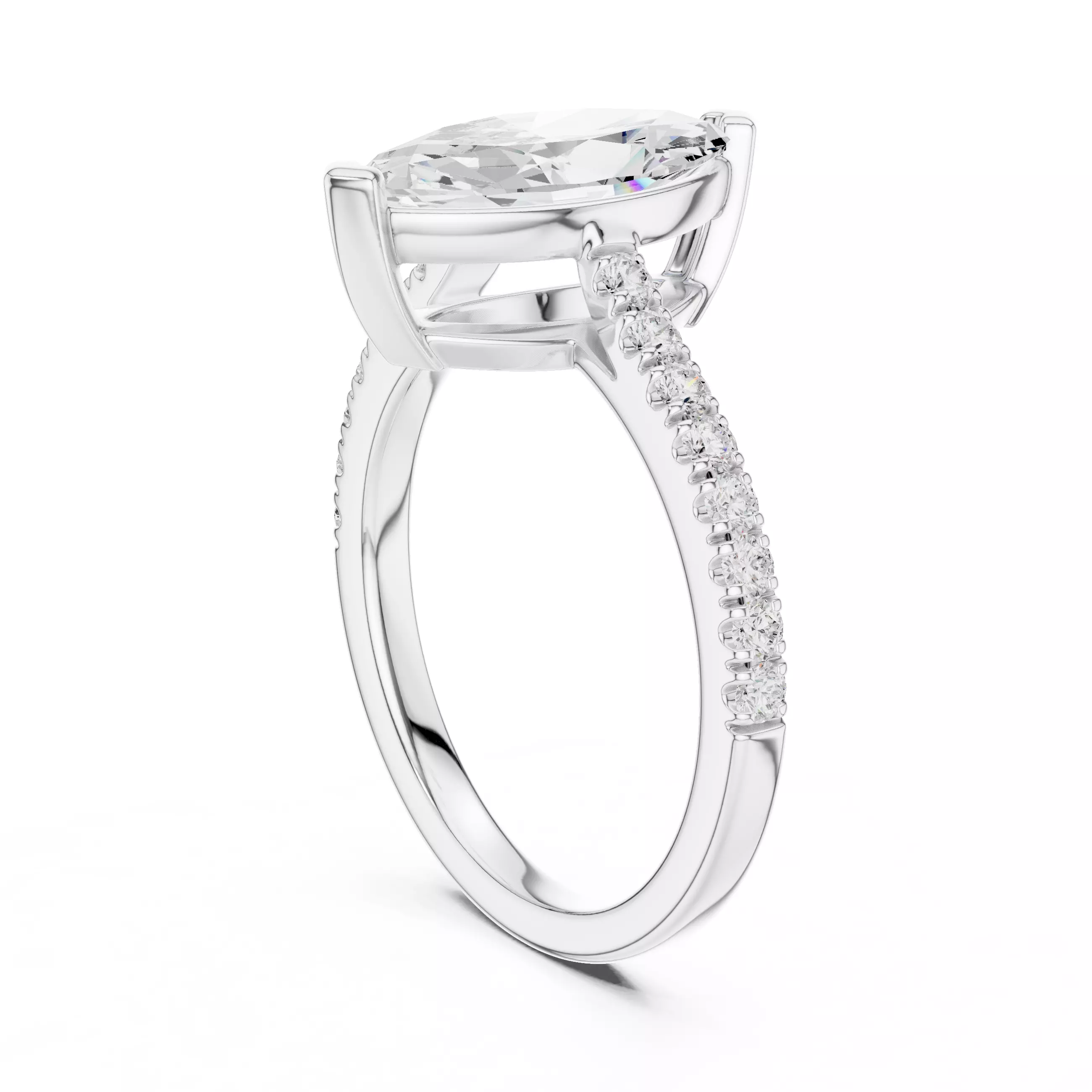 2CT Marquise Cut Diamond Engagement Wedding Ring 3DM STL Video 3D print model_9