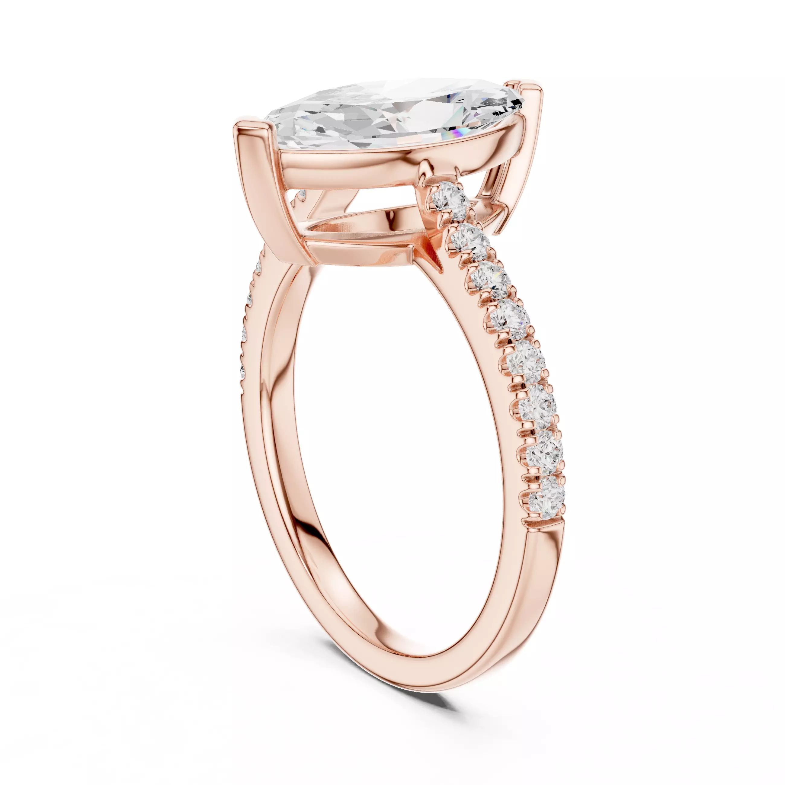 2CT Marquise Cut Diamond Engagement Wedding Ring 3DM STL Video 3D print model_3