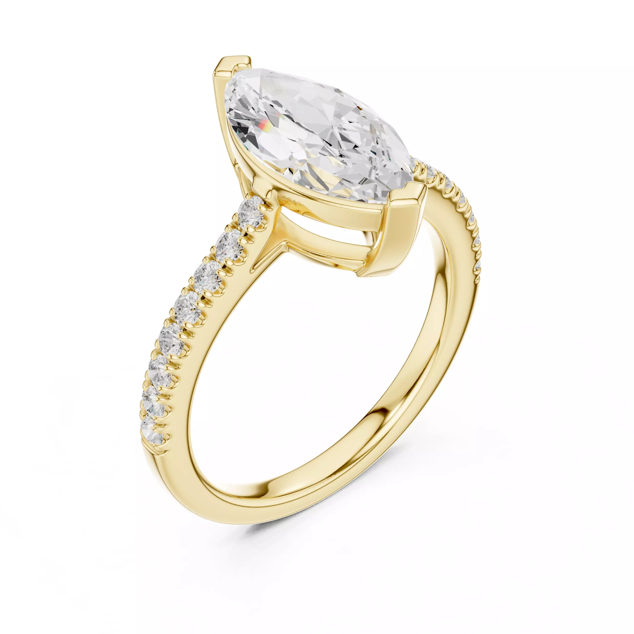 2CT Marquise Cut Diamond Engagement Wedding Ring 3DM STL Video 3D print model_7