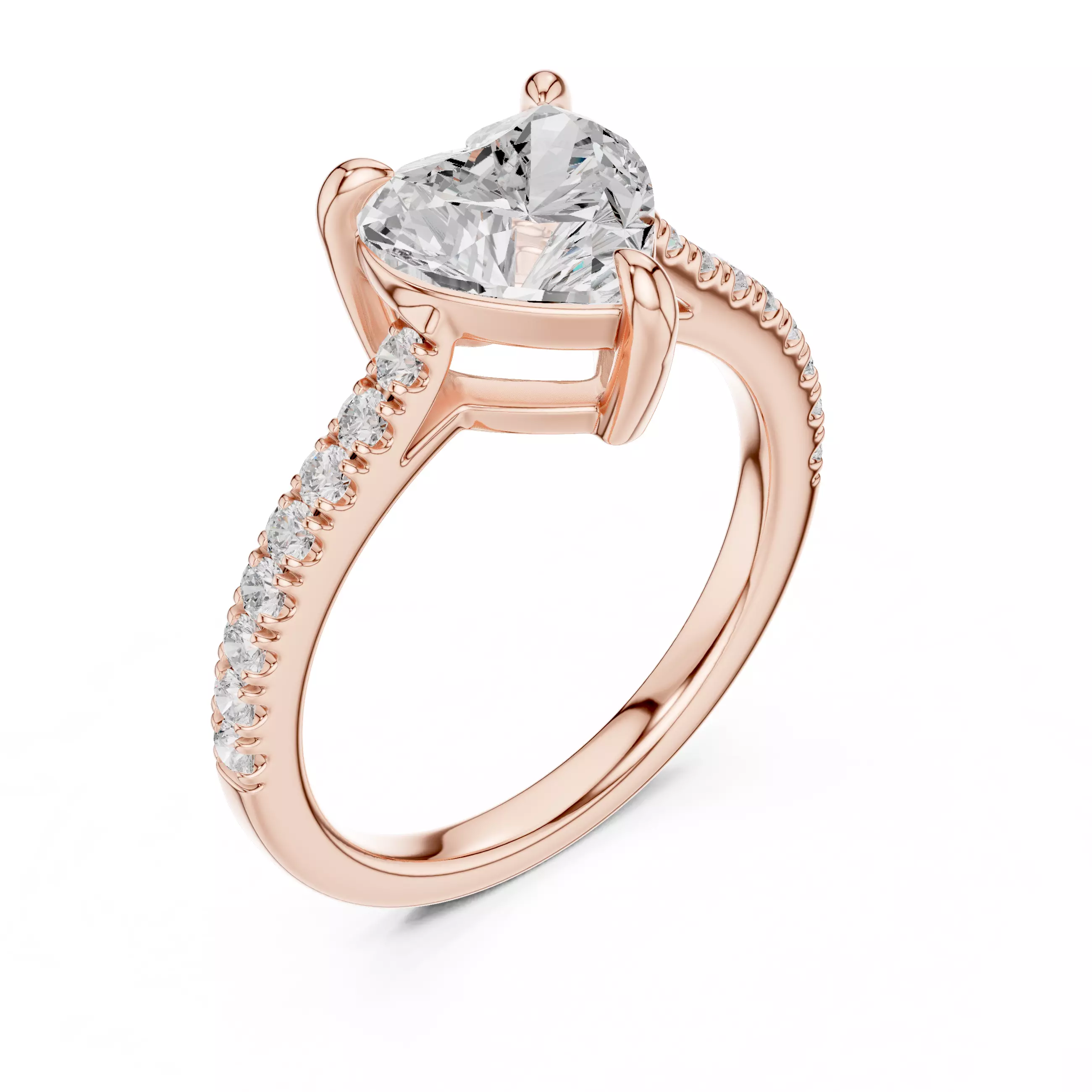 2CT Heart Cut Diamond Engagement Wedding Ring 3DM STL Video 3D print model_4