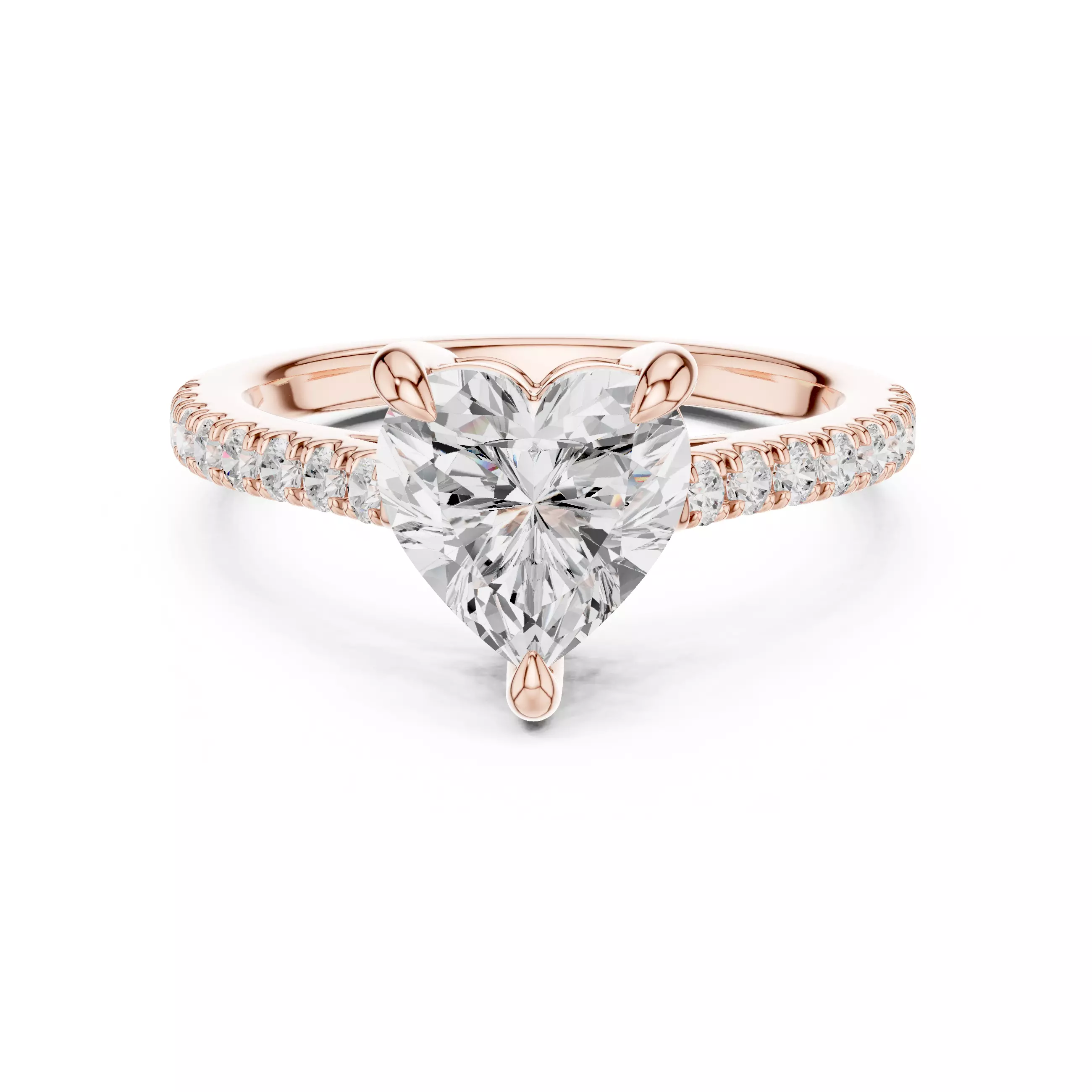 2CT Heart Cut Diamond Engagement Wedding Ring 3DM STL Video 3D print model_0