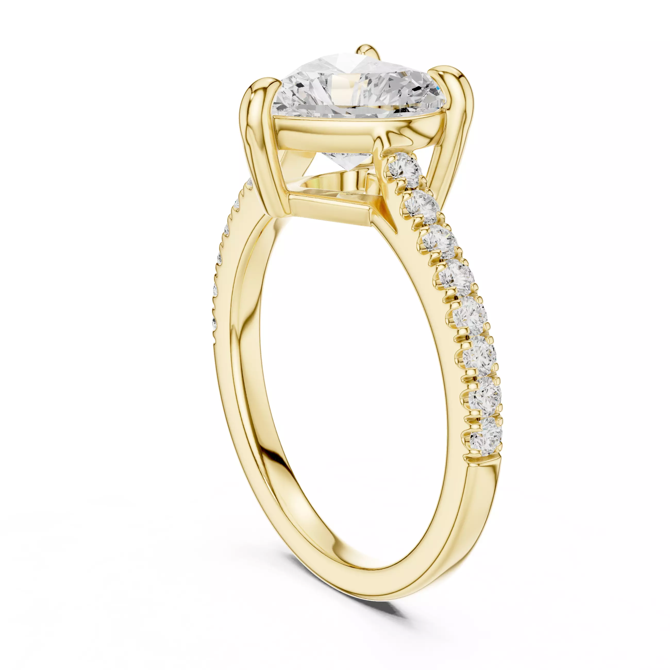 2CT Heart Cut Diamond Engagement Wedding Ring 3DM STL Video 3D print model_6