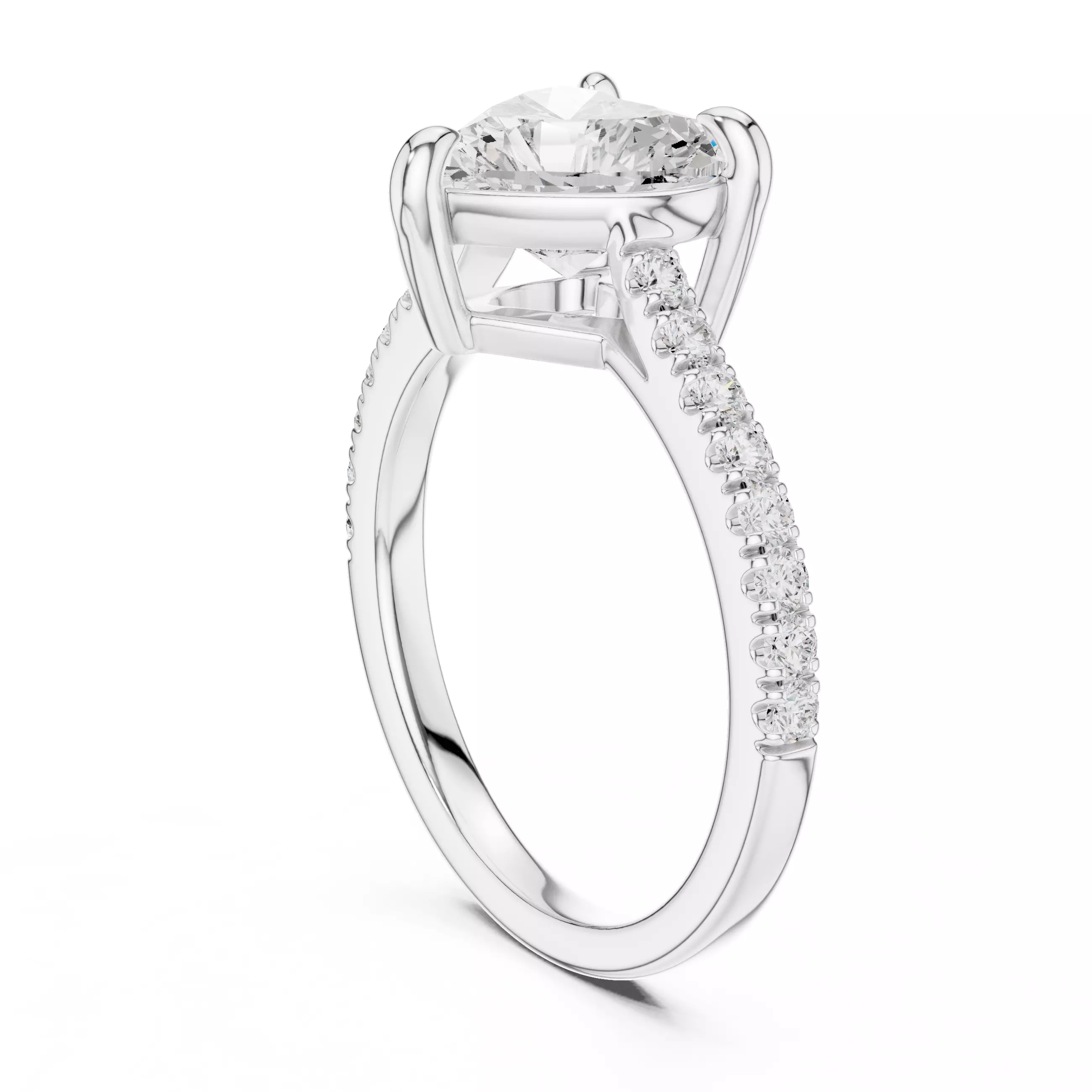 2CT Heart Cut Diamond Engagement Wedding Ring 3DM STL Video 3D print model_9