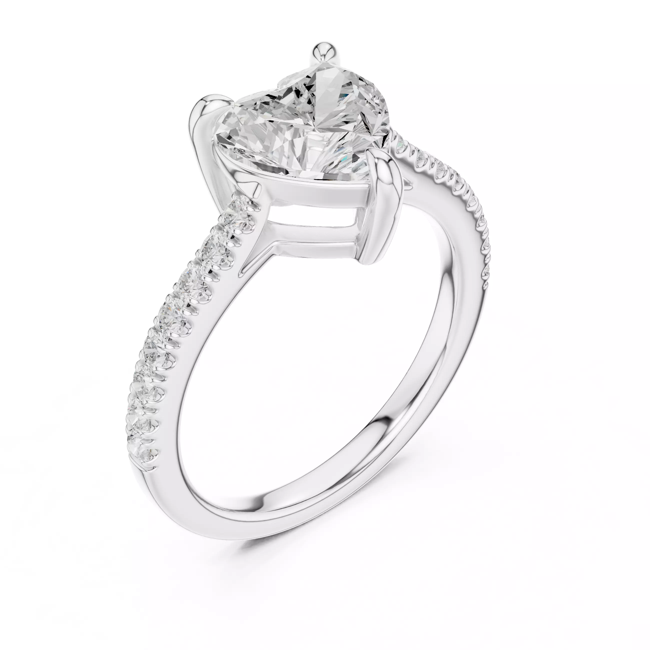 2CT Heart Cut Diamond Engagement Wedding Ring 3DM STL Video 3D print model_10