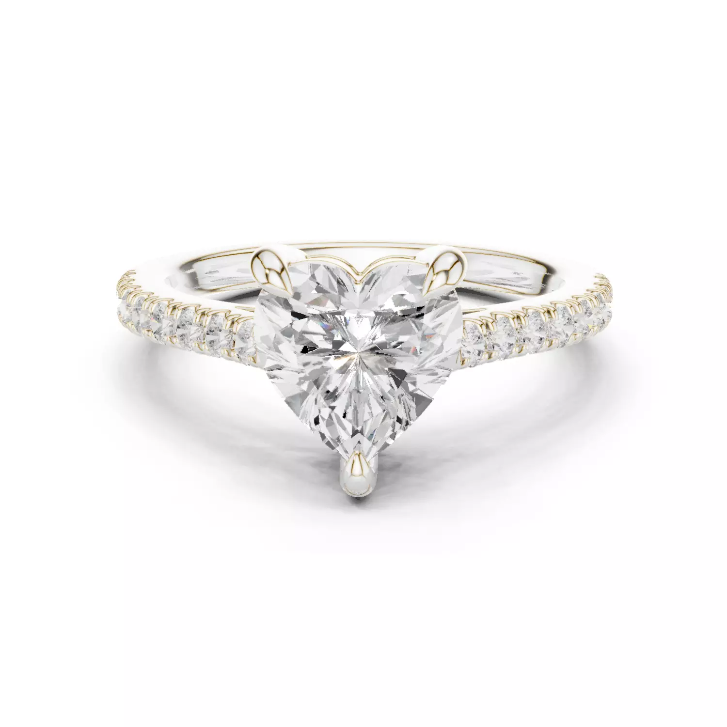 2CT Heart Cut Diamond Engagement Wedding Ring 3DM STL Video 3D print model_14