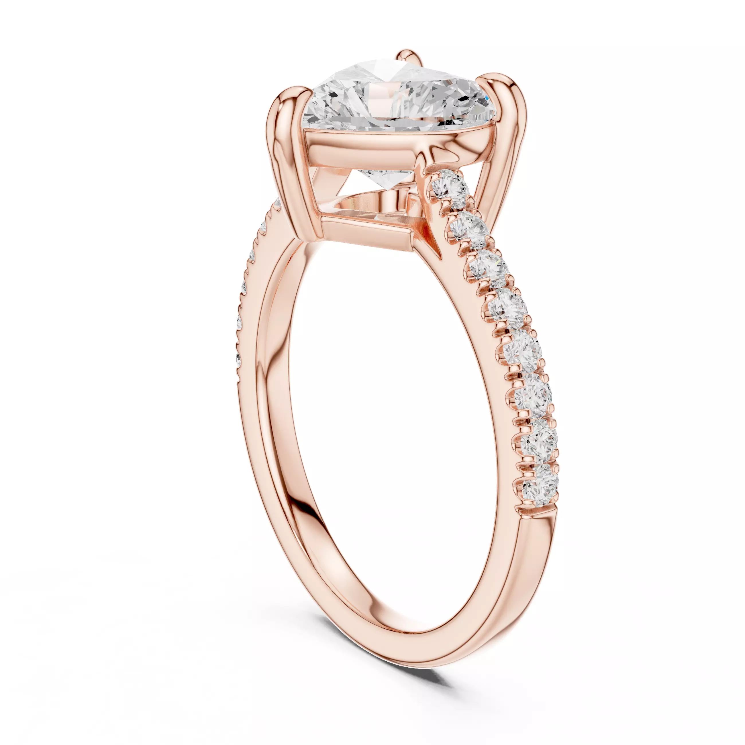 2CT Heart Cut Diamond Engagement Wedding Ring 3DM STL Video 3D print model_3