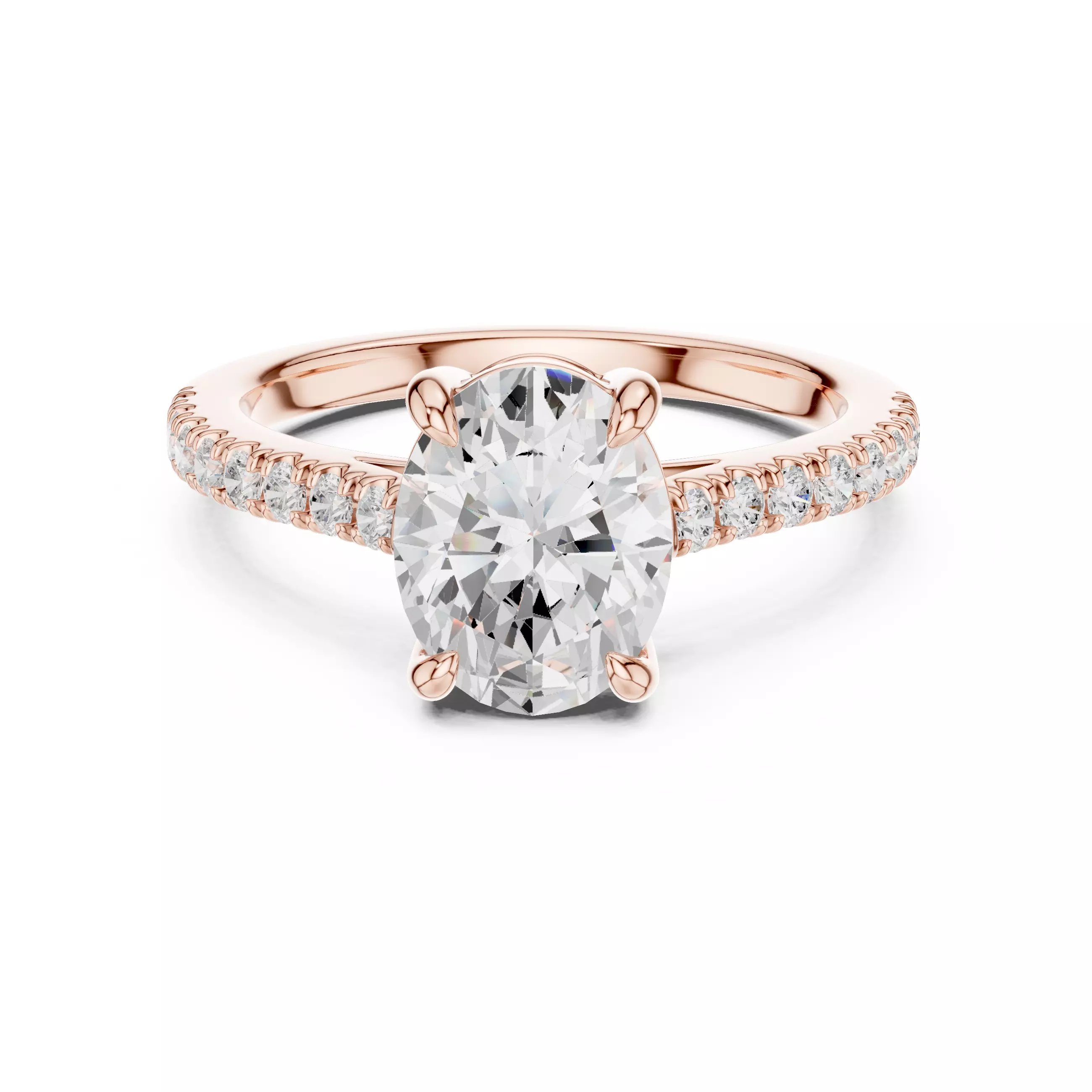 2CT Oval Cut Diamond Engagement Wedding Ring 3DM STL Video 3D print model_0