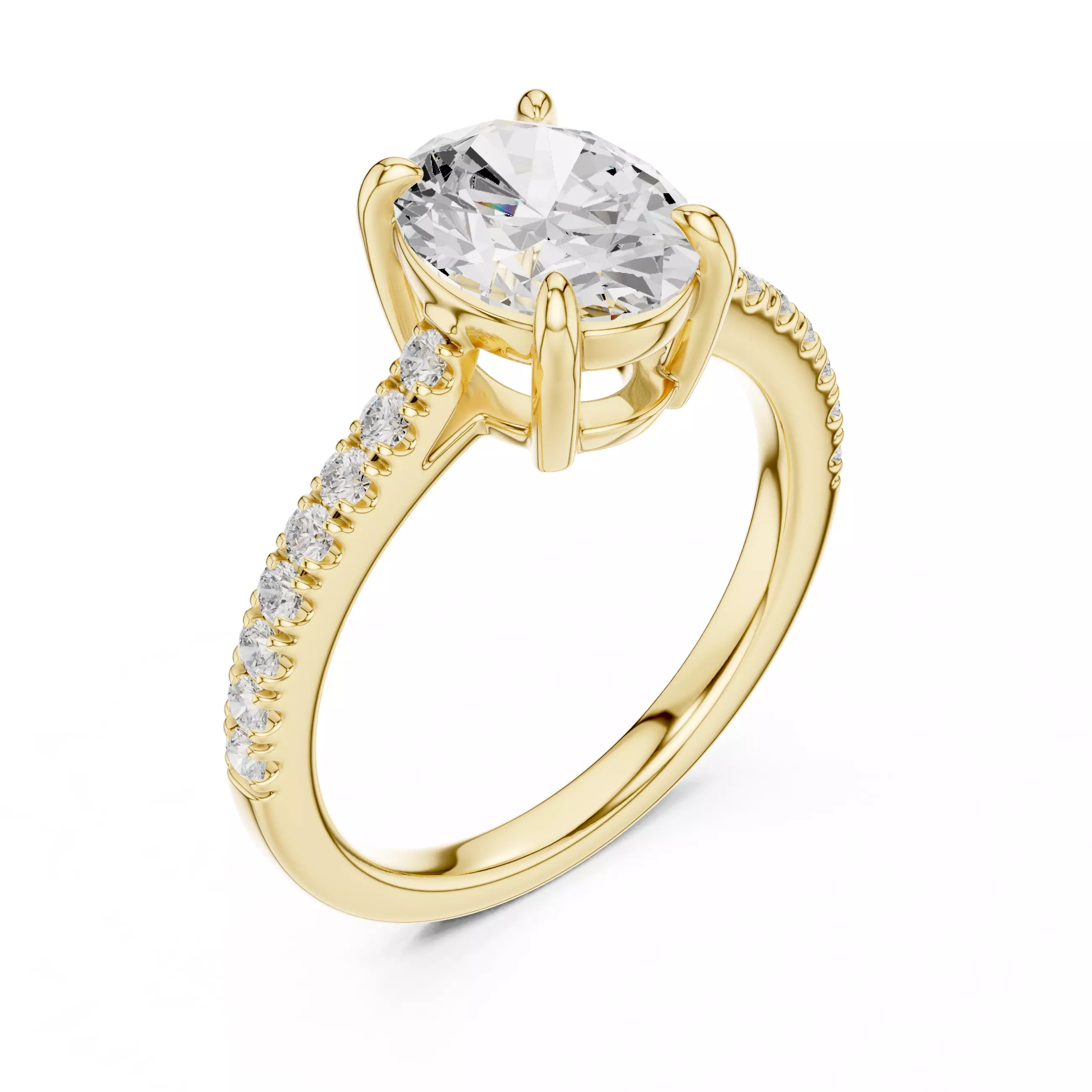 2CT Oval Cut Diamond Engagement Wedding Ring 3DM STL Video 3D print model_7