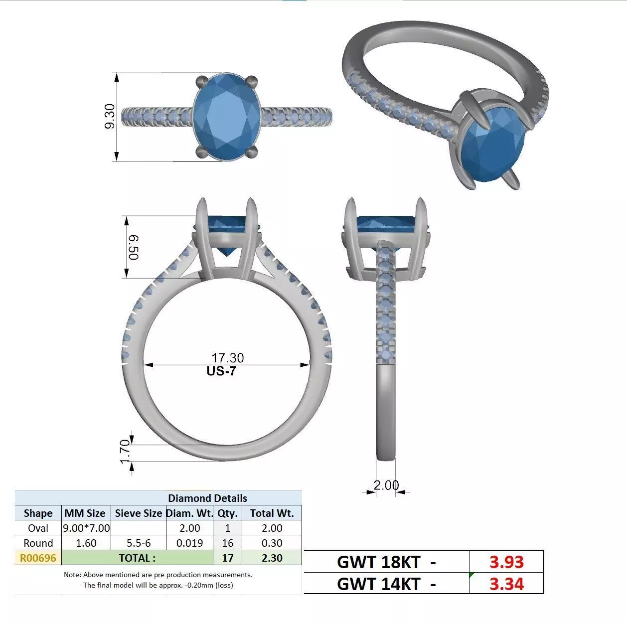 2CT Oval Cut Diamond Engagement Wedding Ring 3DM STL Video 3D print model_15