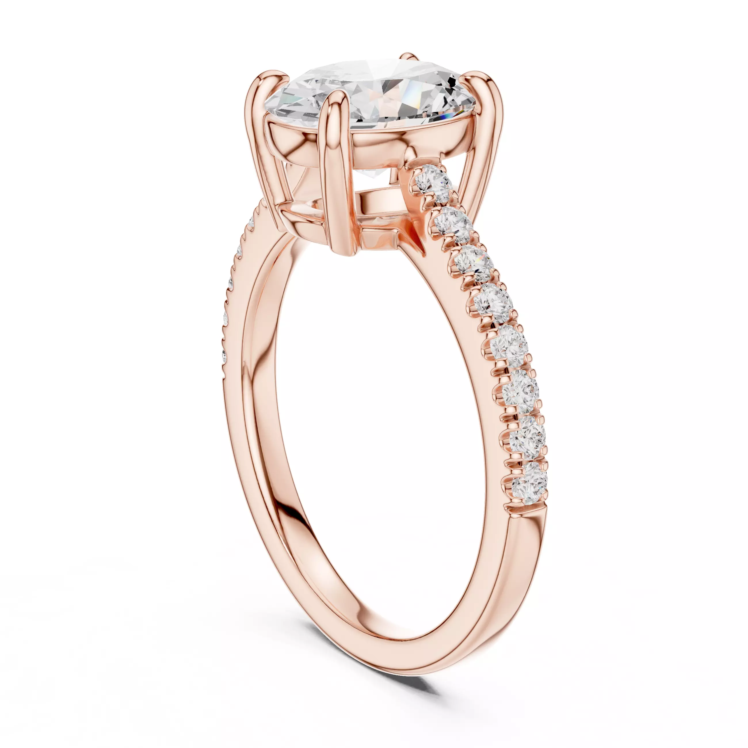 2CT Oval Cut Diamond Engagement Wedding Ring 3DM STL Video 3D print model_3