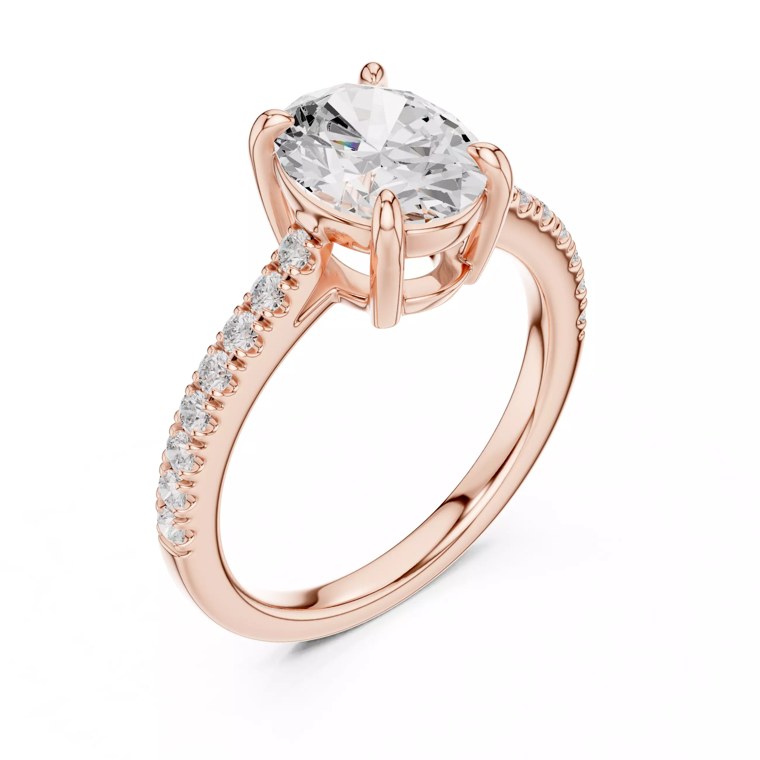 2CT Oval Cut Diamond Engagement Wedding Ring 3DM STL Video 3D print model_4