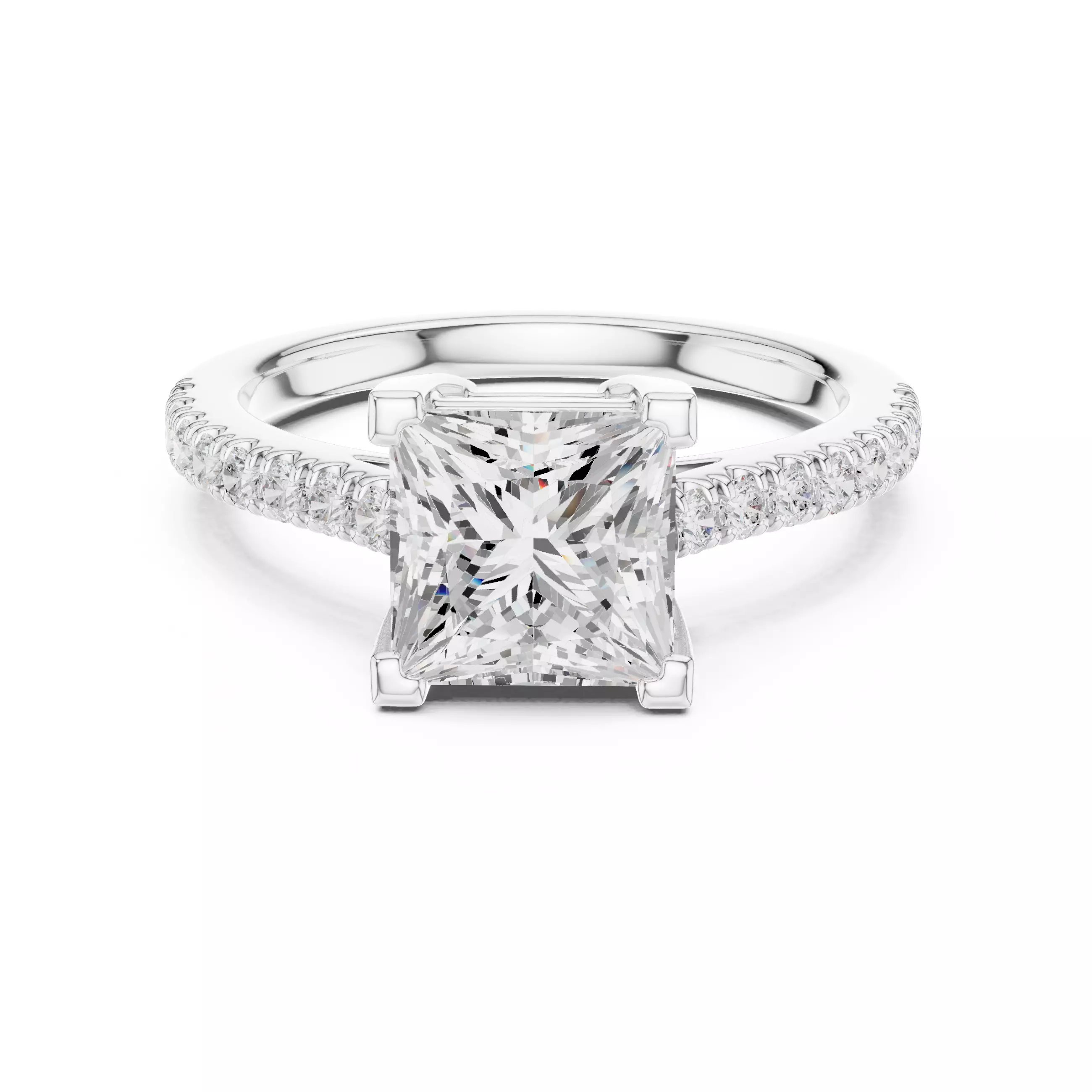 2CT Princess Cut Diamond Engagement Wedding Ring 3DM STL Video 3D print model_2