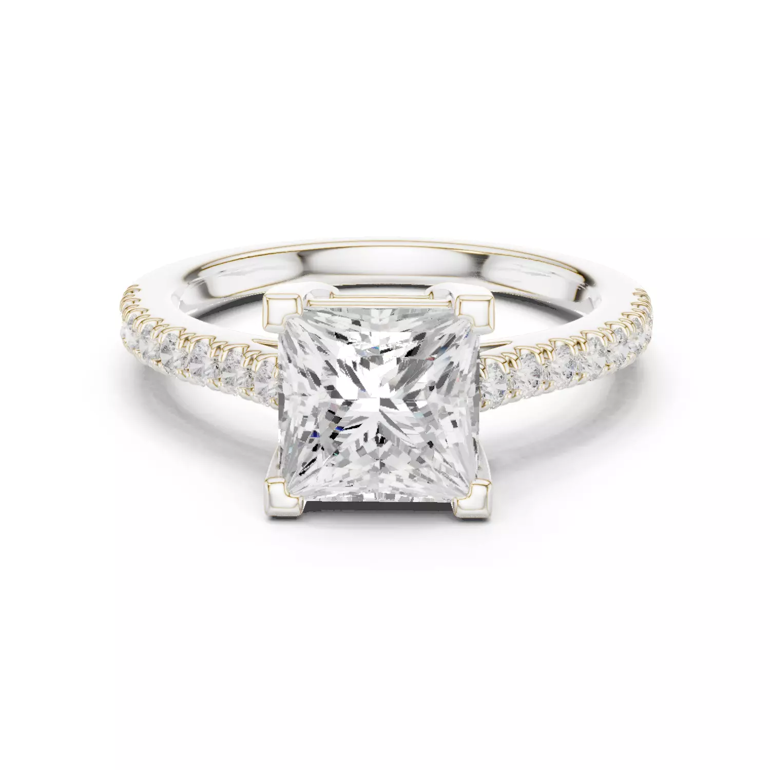 2CT Princess Cut Diamond Engagement Wedding Ring 3DM STL Video 3D print model_14