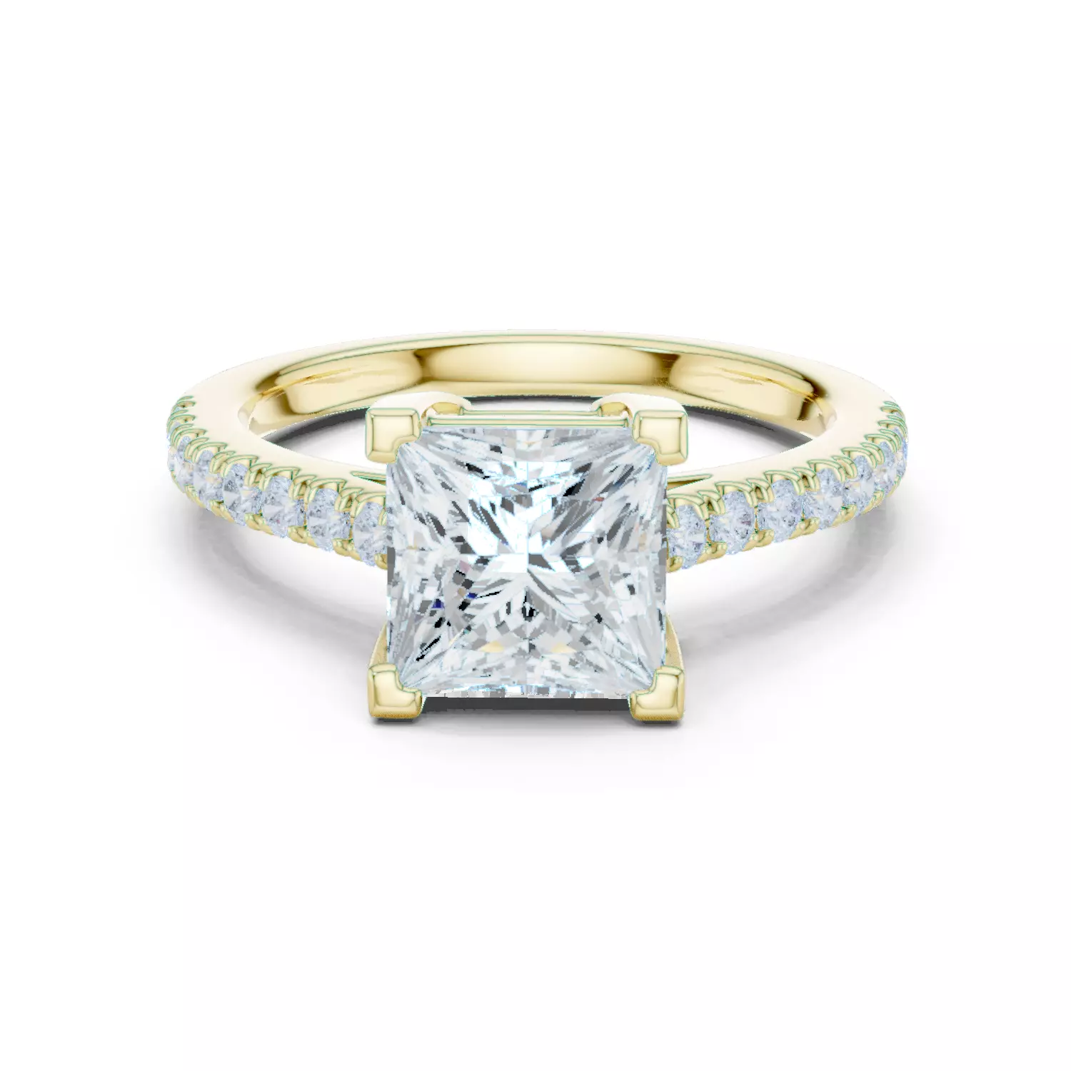 2CT Princess Cut Diamond Engagement Wedding Ring 3DM STL Video 3D print model_13