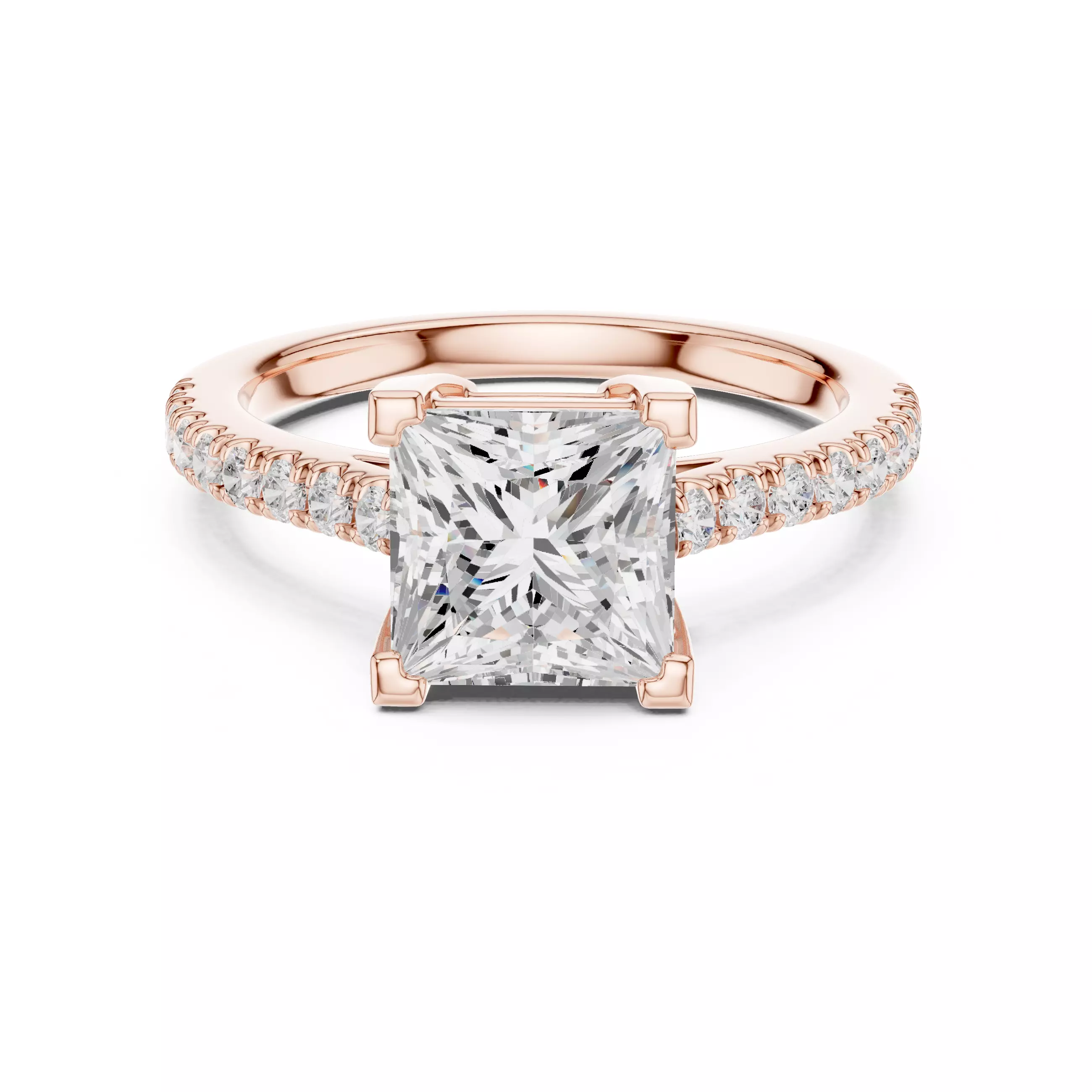 2CT Princess Cut Diamond Engagement Wedding Ring 3DM STL Video 3D print model_0