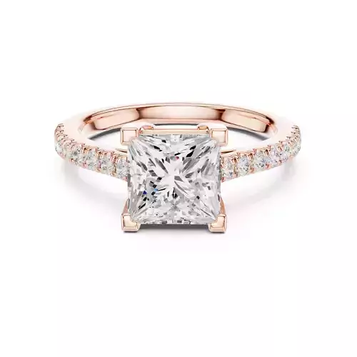 2CT Princess Cut Diamond Engagement Wedding Ring 3DM STL Video 3D print model