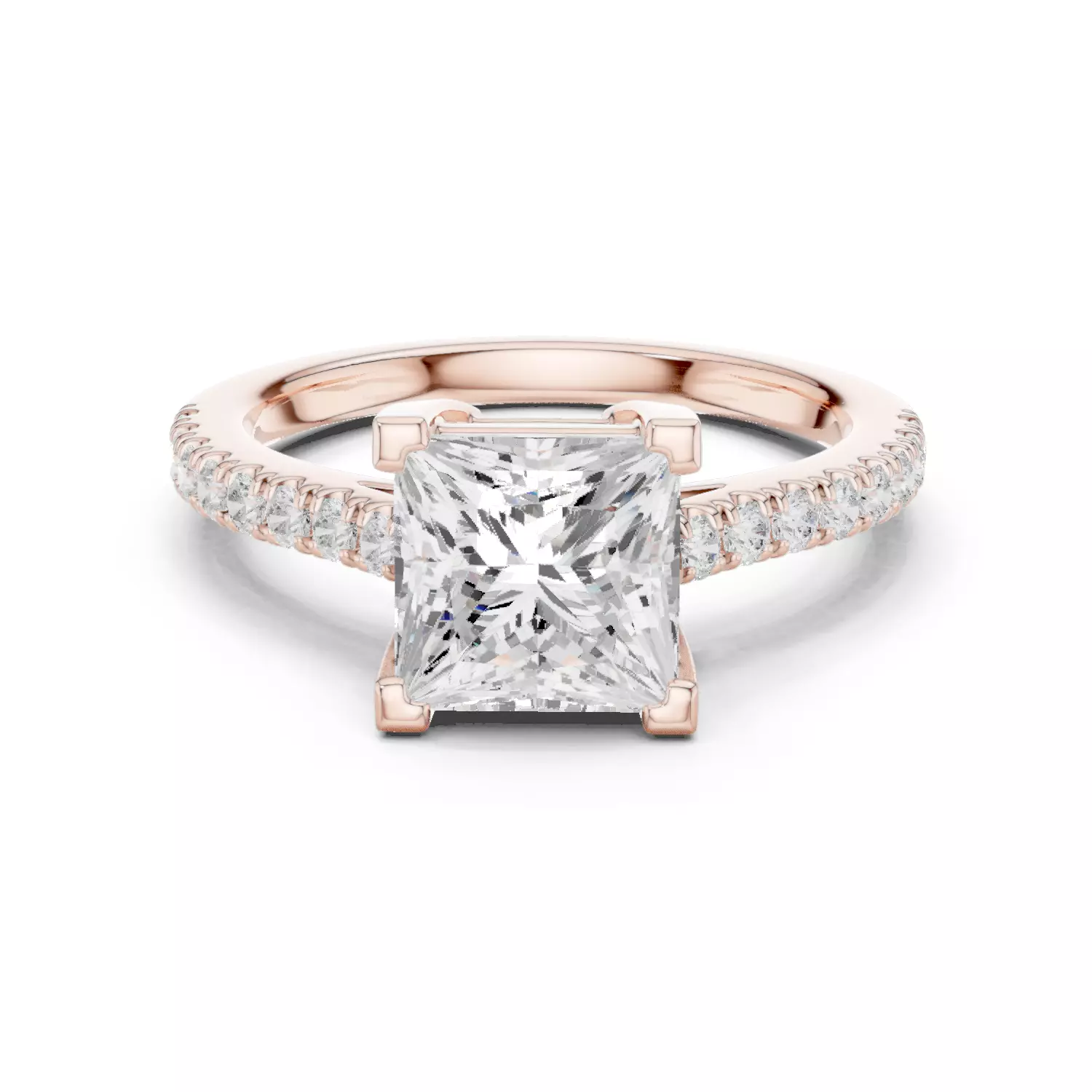 2CT Princess Cut Diamond Engagement Wedding Ring 3DM STL Video 3D print model_12