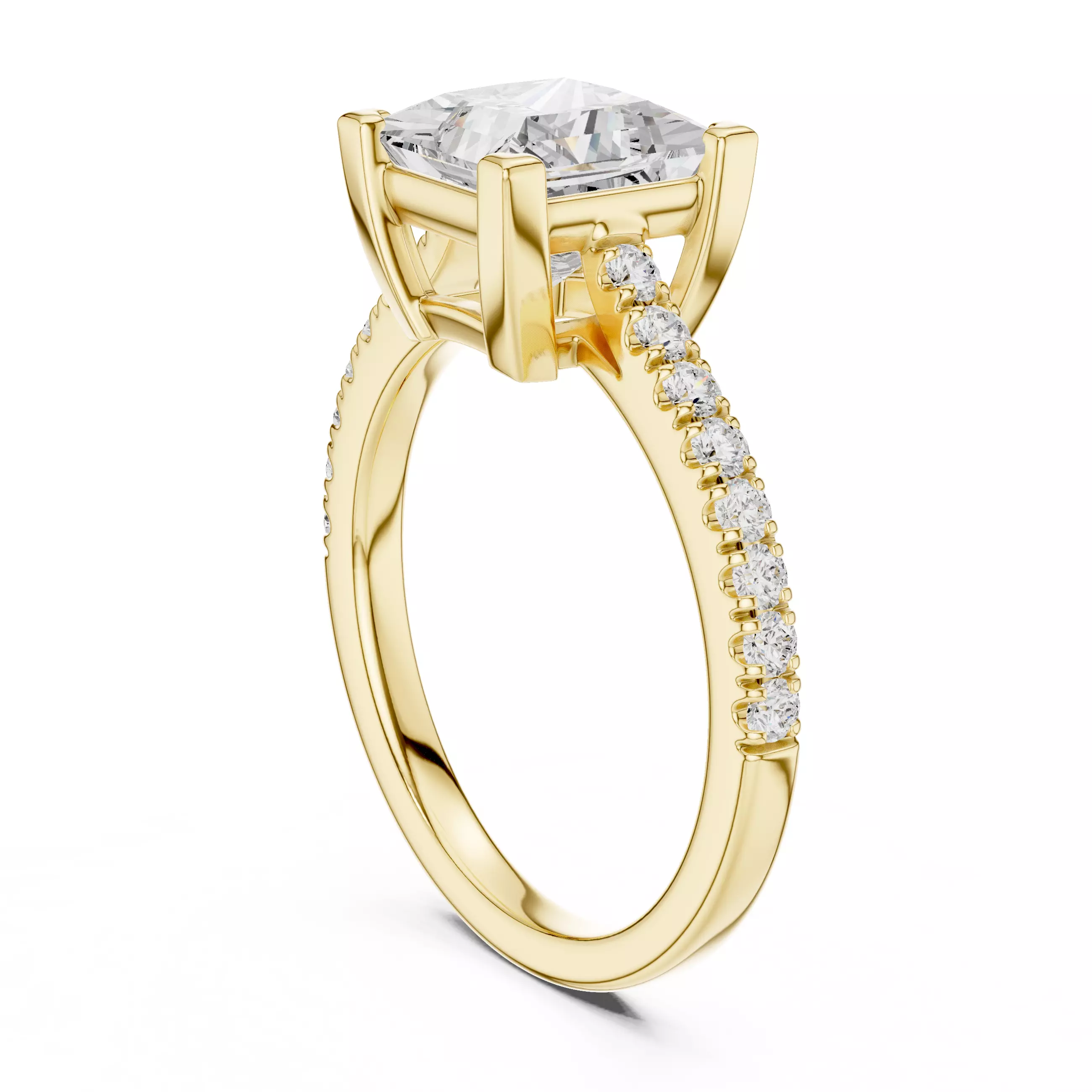 2CT Princess Cut Diamond Engagement Wedding Ring 3DM STL Video 3D print model_6