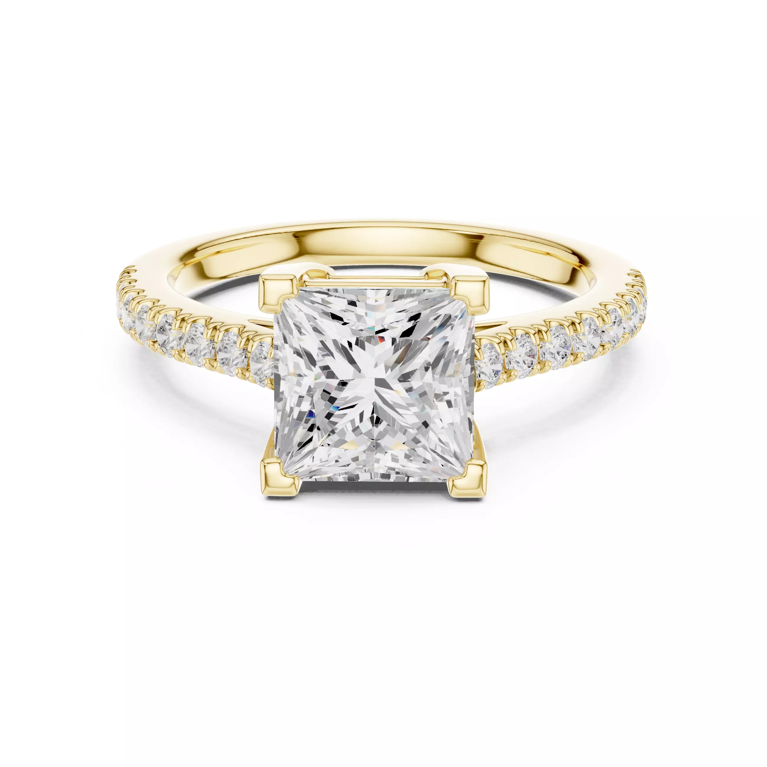 2CT Princess Cut Diamond Engagement Wedding Ring 3DM STL Video 3D print model_1