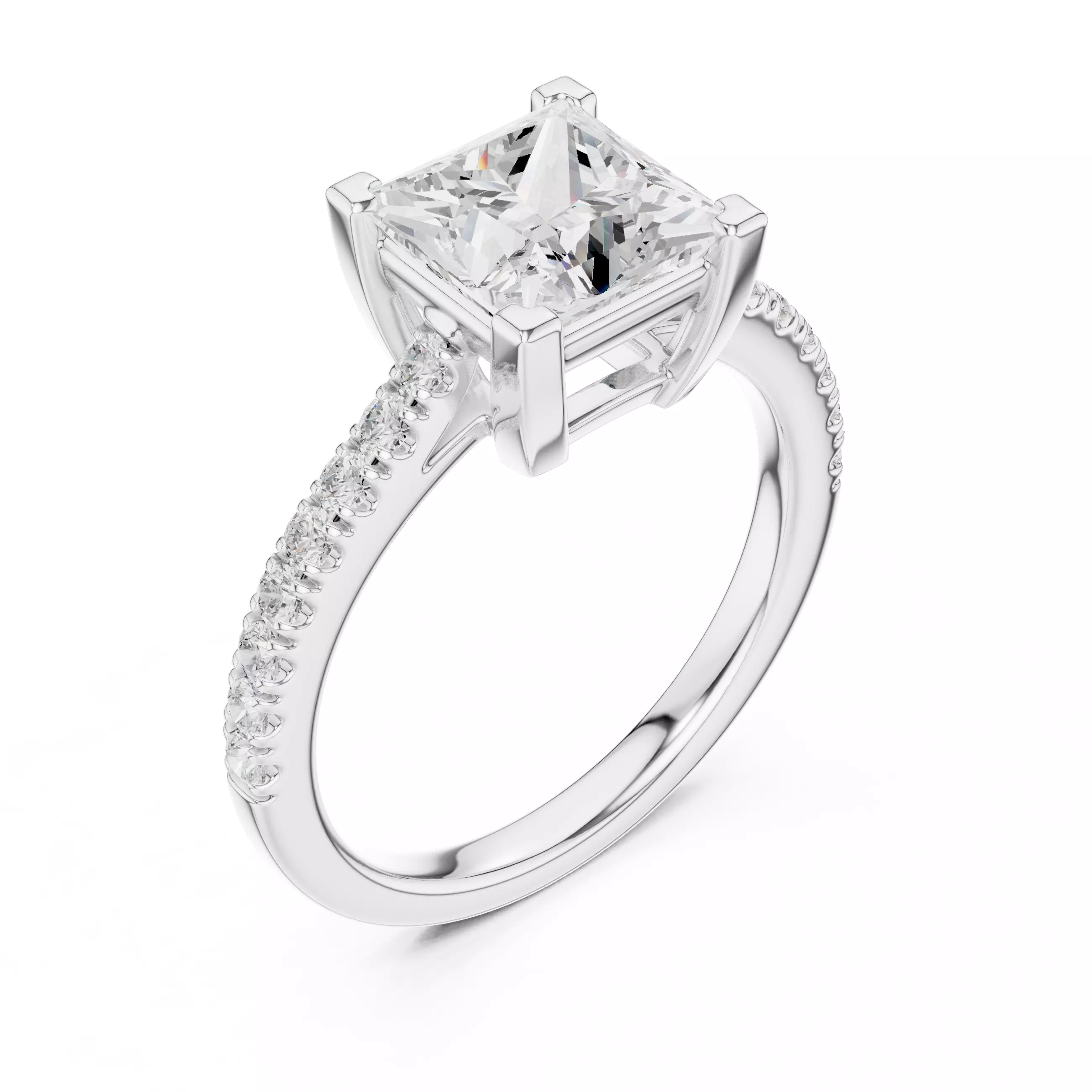 2CT Princess Cut Diamond Engagement Wedding Ring 3DM STL Video 3D print model_10