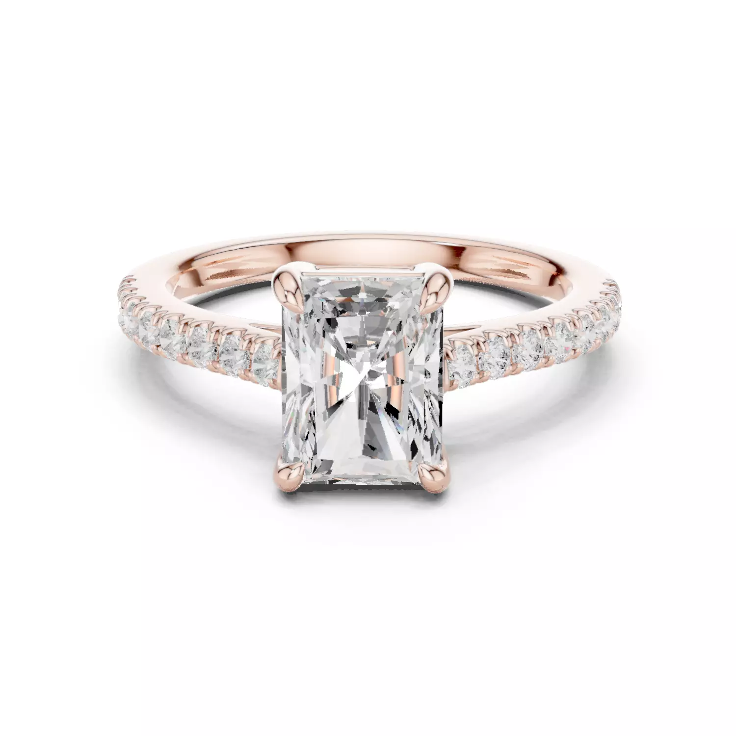 2CT Radiant Cut Diamond Engagement Wedding Ring 3DM STL Video 3D print model_12