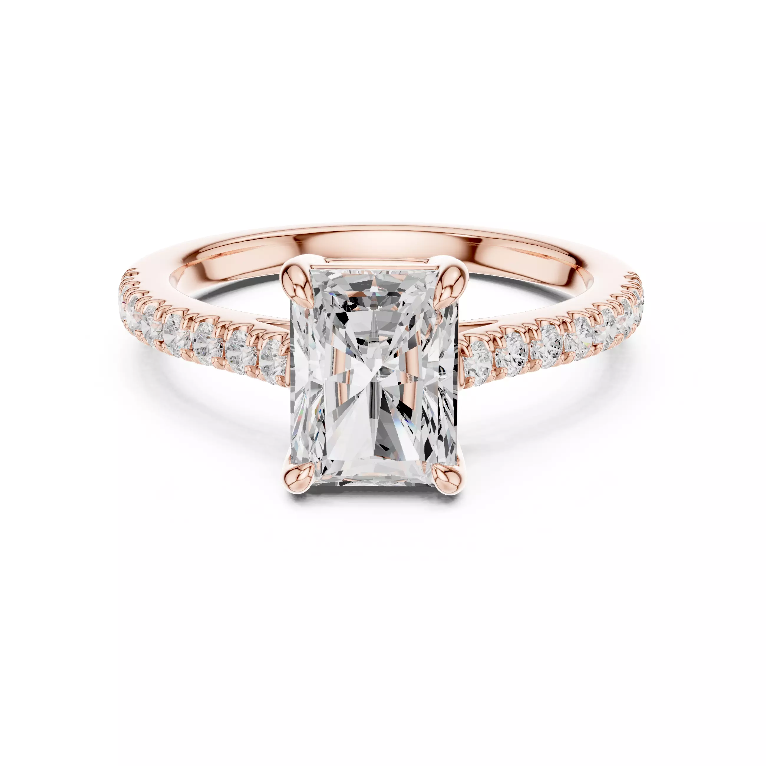 2CT Radiant Cut Diamond Engagement Wedding Ring 3DM STL Video 3D print model_0