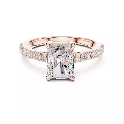 2CT Radiant Cut Diamond Engagement Wedding Ring 3DM STL Video 3D print model