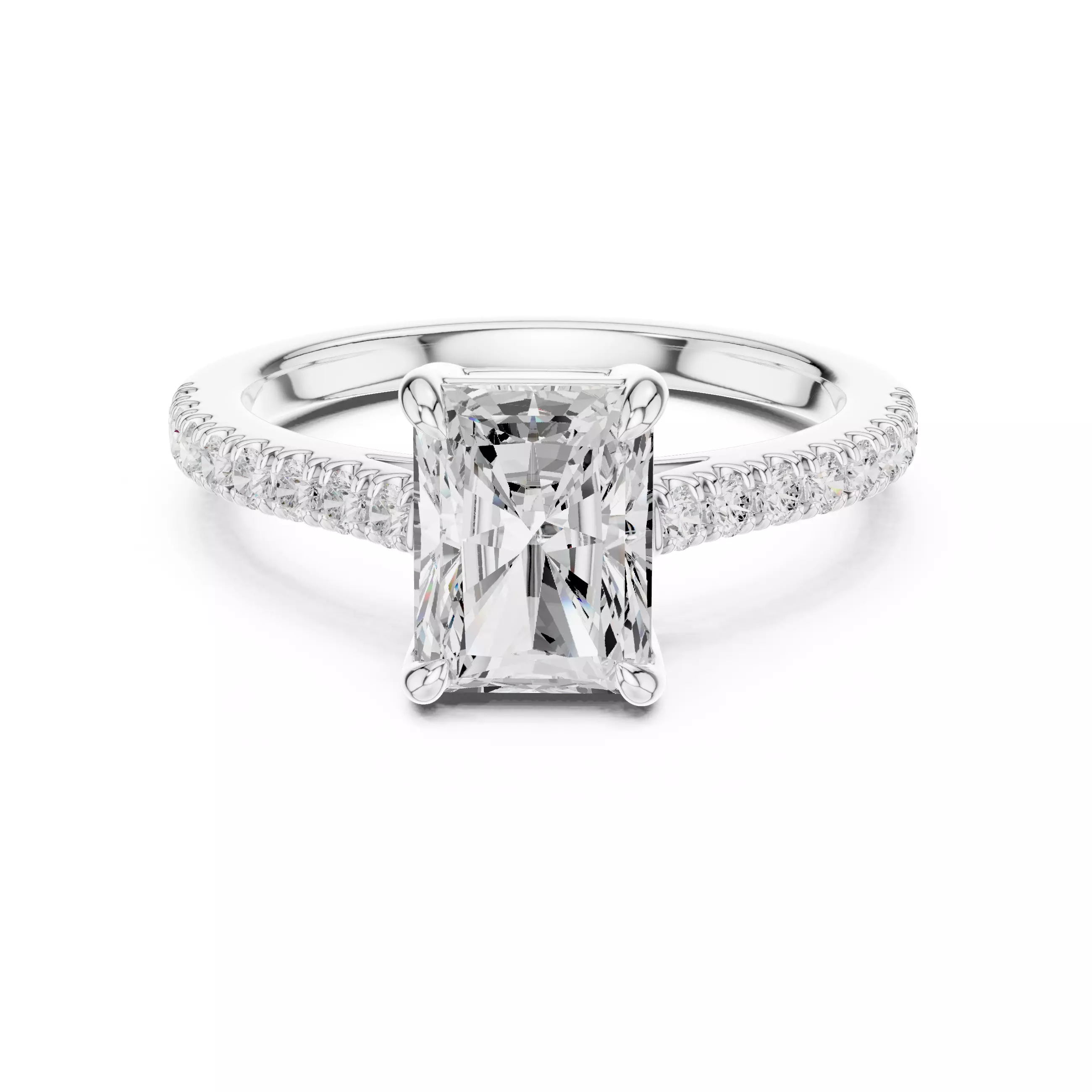 2CT Radiant Cut Diamond Engagement Wedding Ring 3DM STL Video 3D print model_2