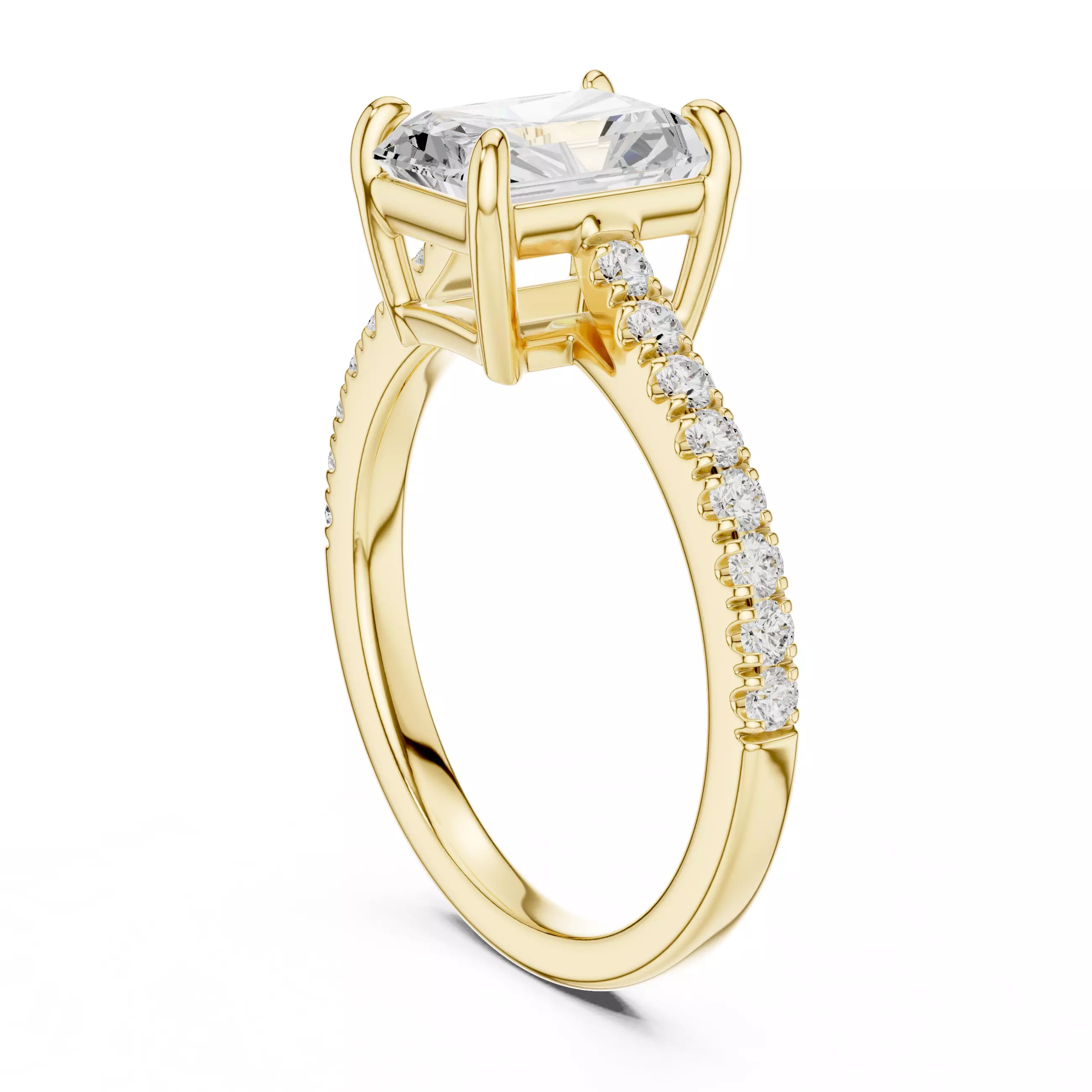 2CT Radiant Cut Diamond Engagement Wedding Ring 3DM STL Video 3D print model_6