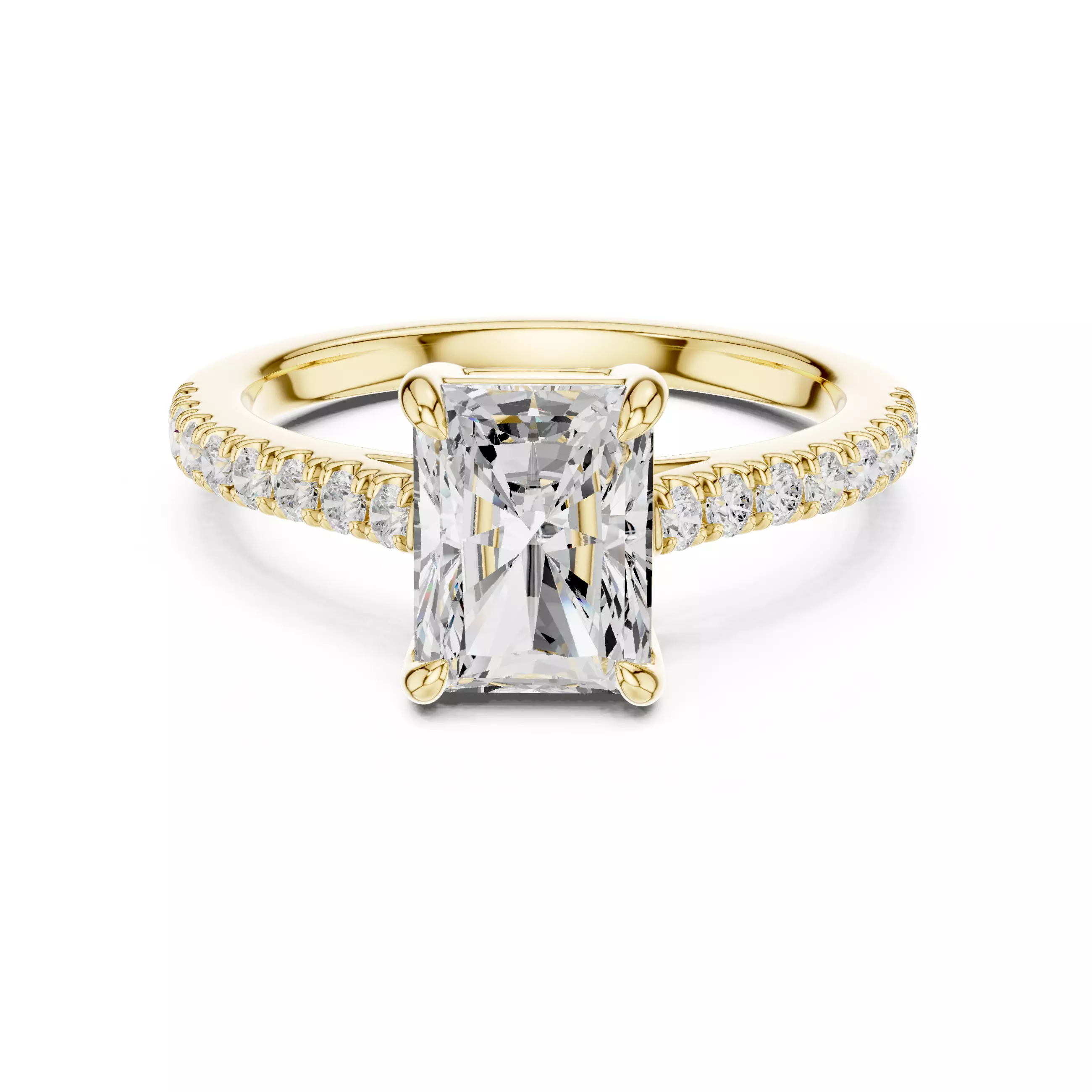 2CT Radiant Cut Diamond Engagement Wedding Ring 3DM STL Video 3D print model_1