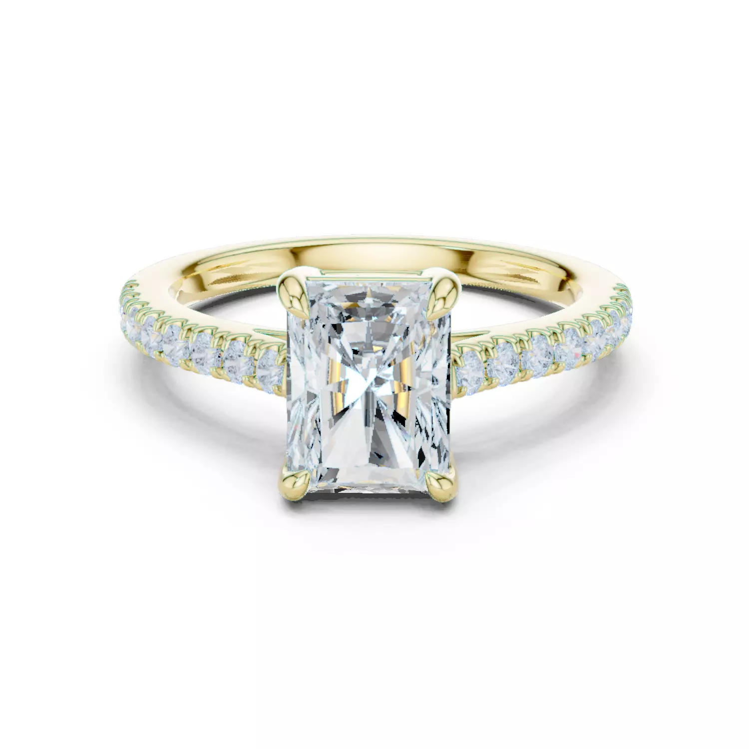 2CT Radiant Cut Diamond Engagement Wedding Ring 3DM STL Video 3D print model_13