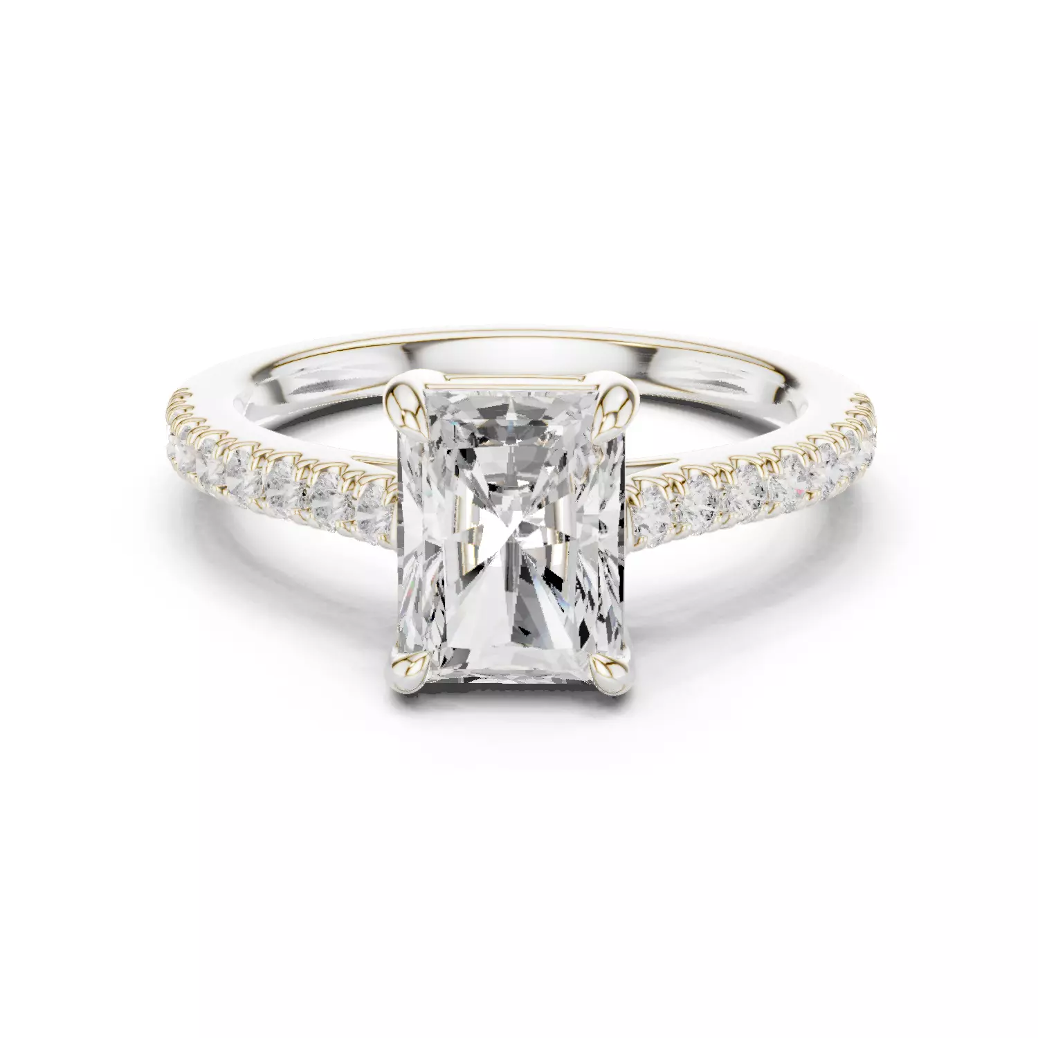 2CT Radiant Cut Diamond Engagement Wedding Ring 3DM STL Video 3D print model_14