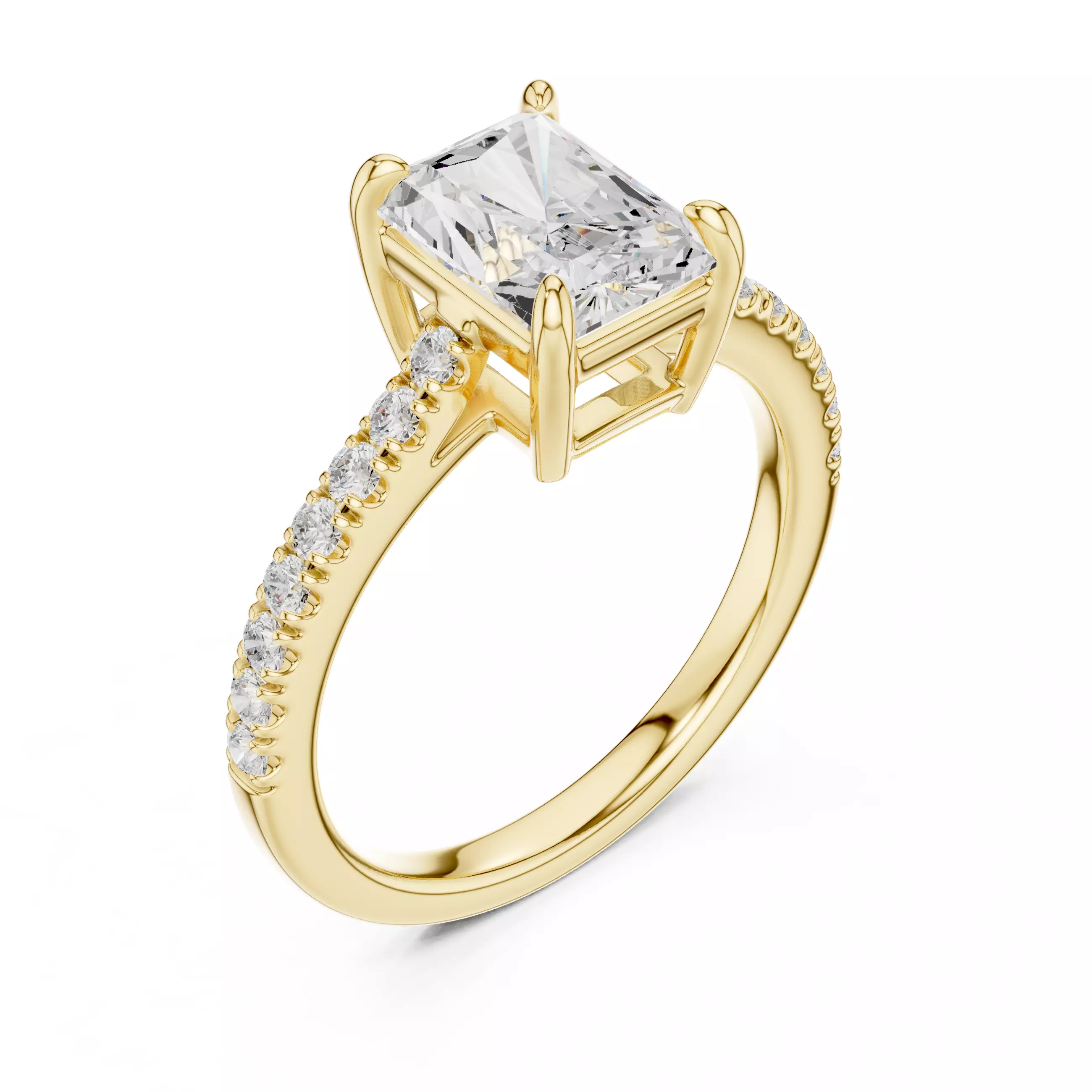 2CT Radiant Cut Diamond Engagement Wedding Ring 3DM STL Video 3D print model_7