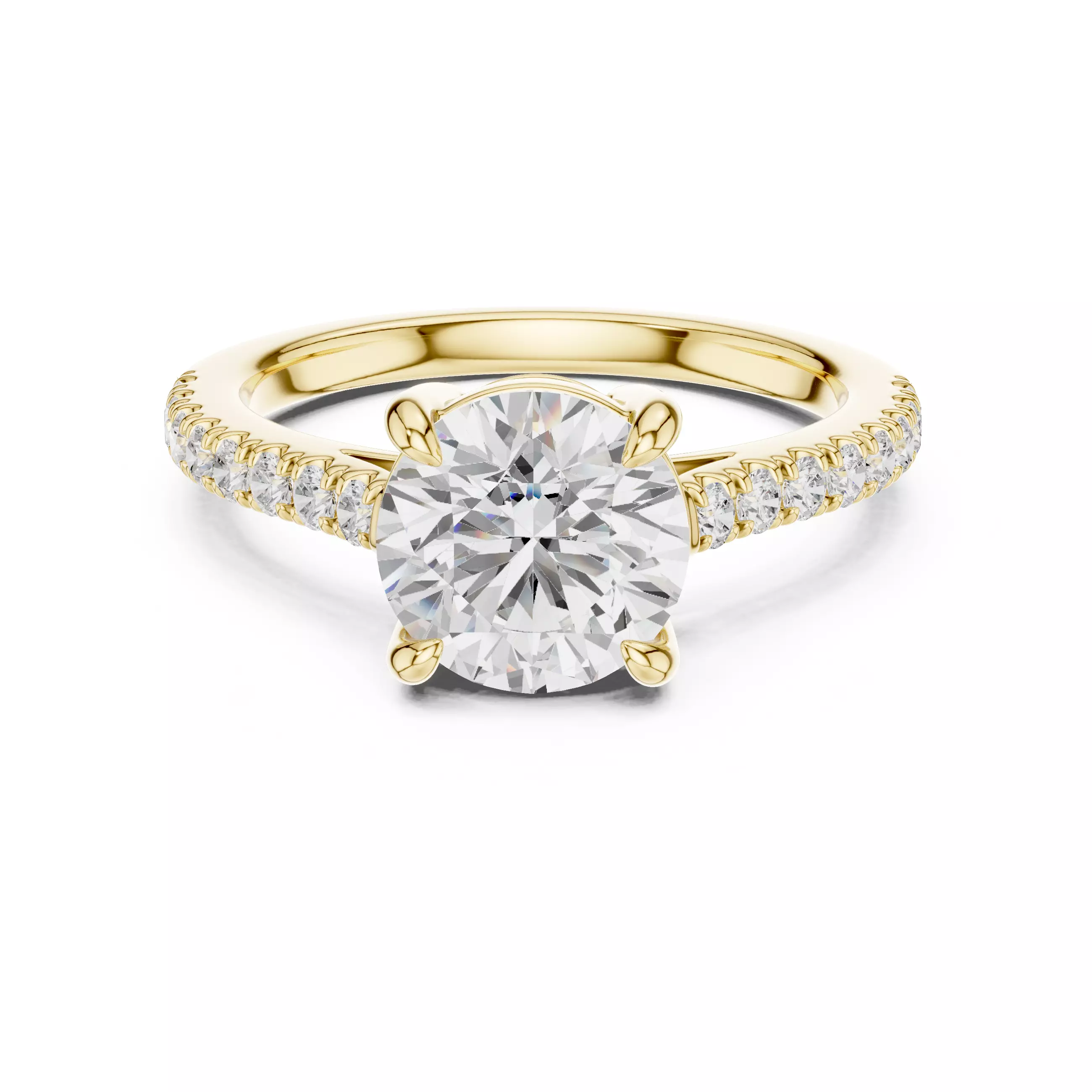 2CT Round Cut Diamond Engagement Wedding Ring 3DM STL Video 3D print model_1