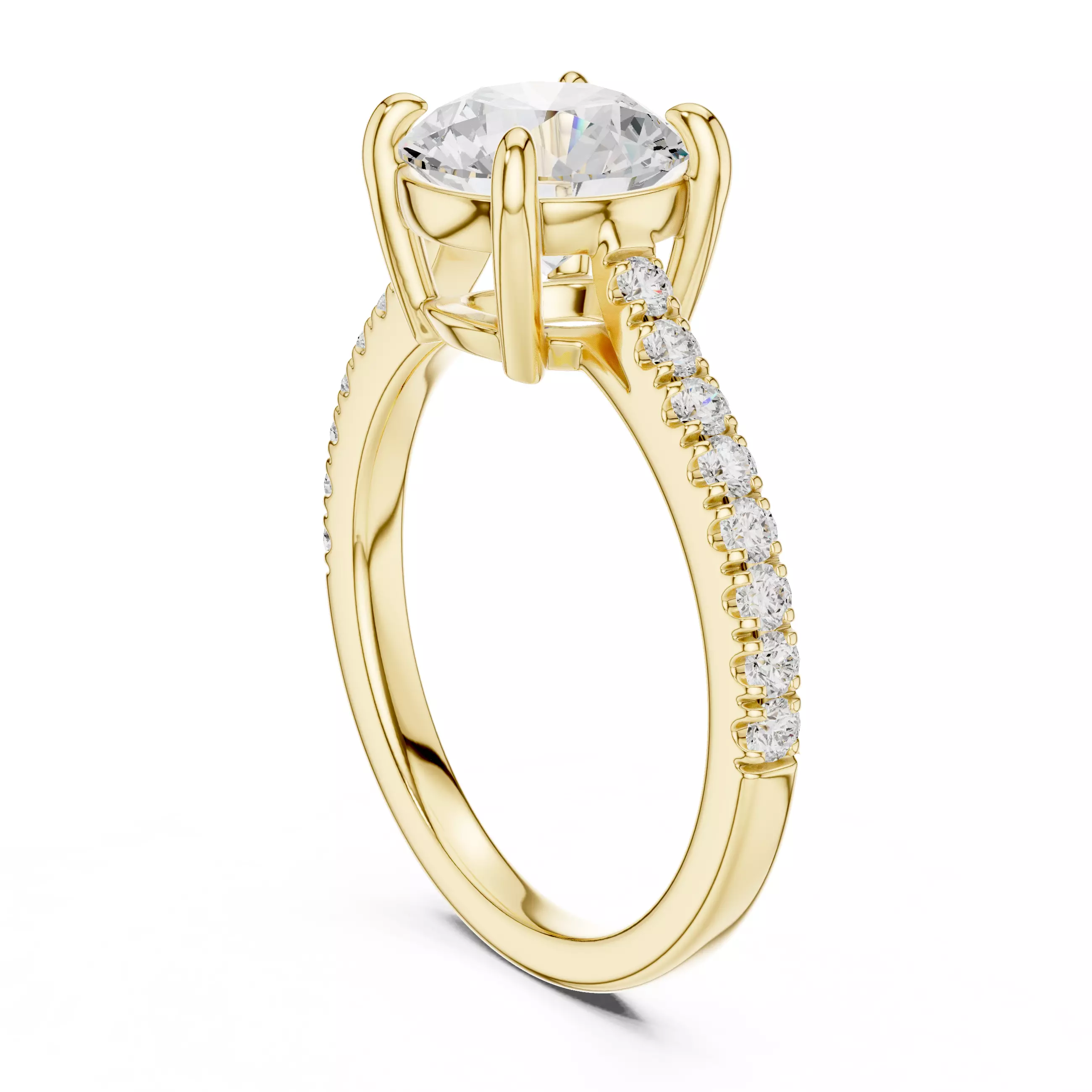 2CT Round Cut Diamond Engagement Wedding Ring 3DM STL Video 3D print model_6