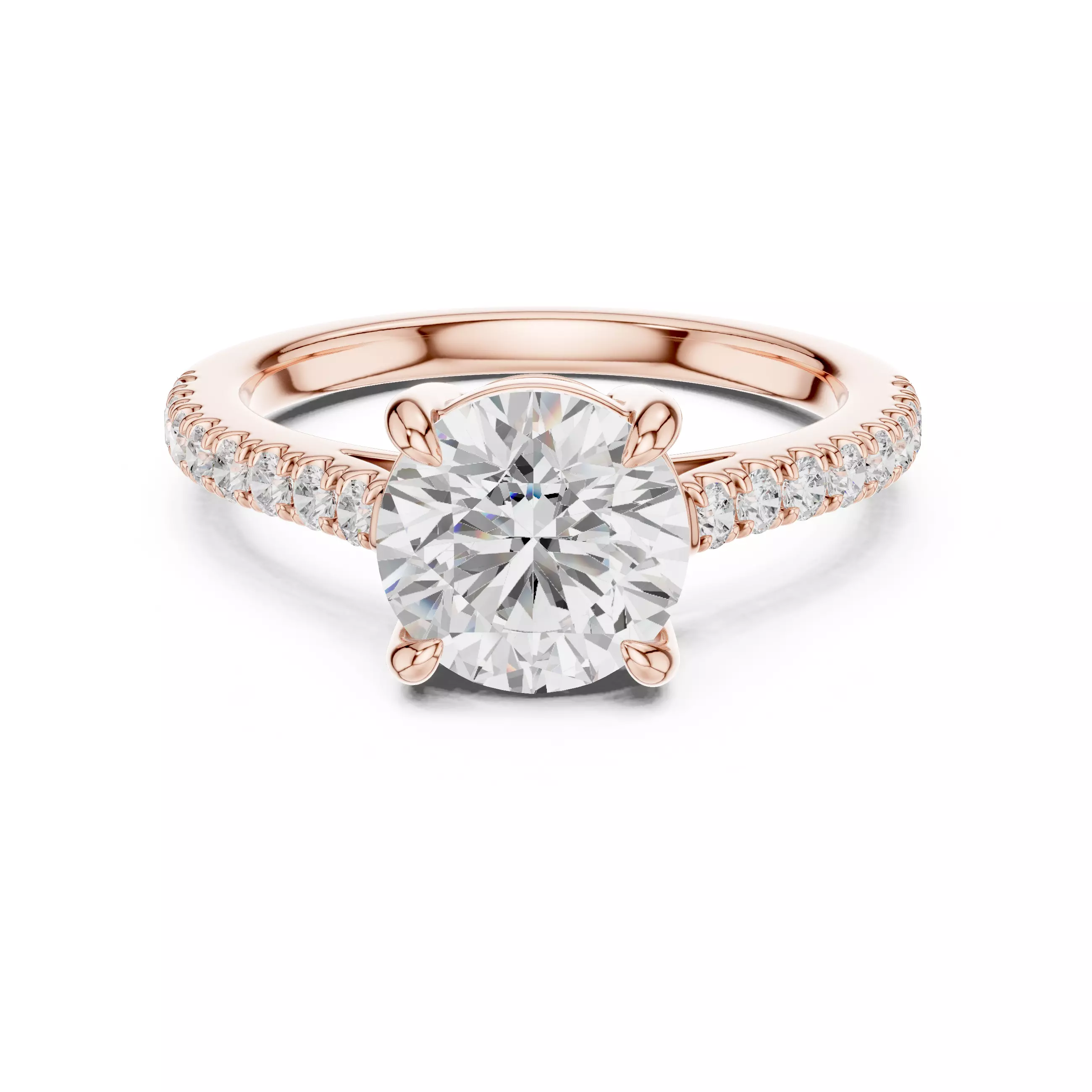 2CT Round Cut Diamond Engagement Wedding Ring 3DM STL Video 3D print model_0