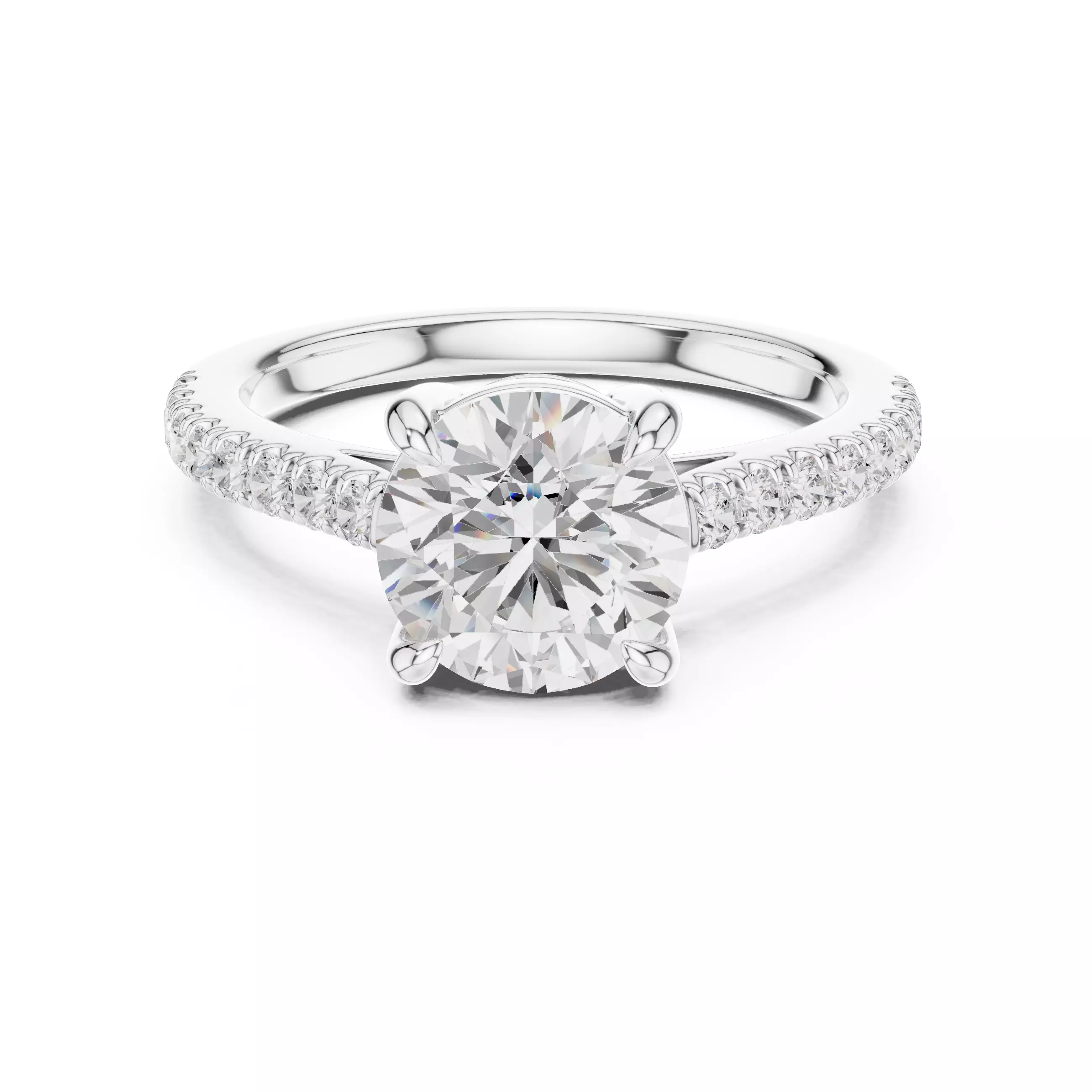 2CT Round Cut Diamond Engagement Wedding Ring 3DM STL Video 3D print model_2