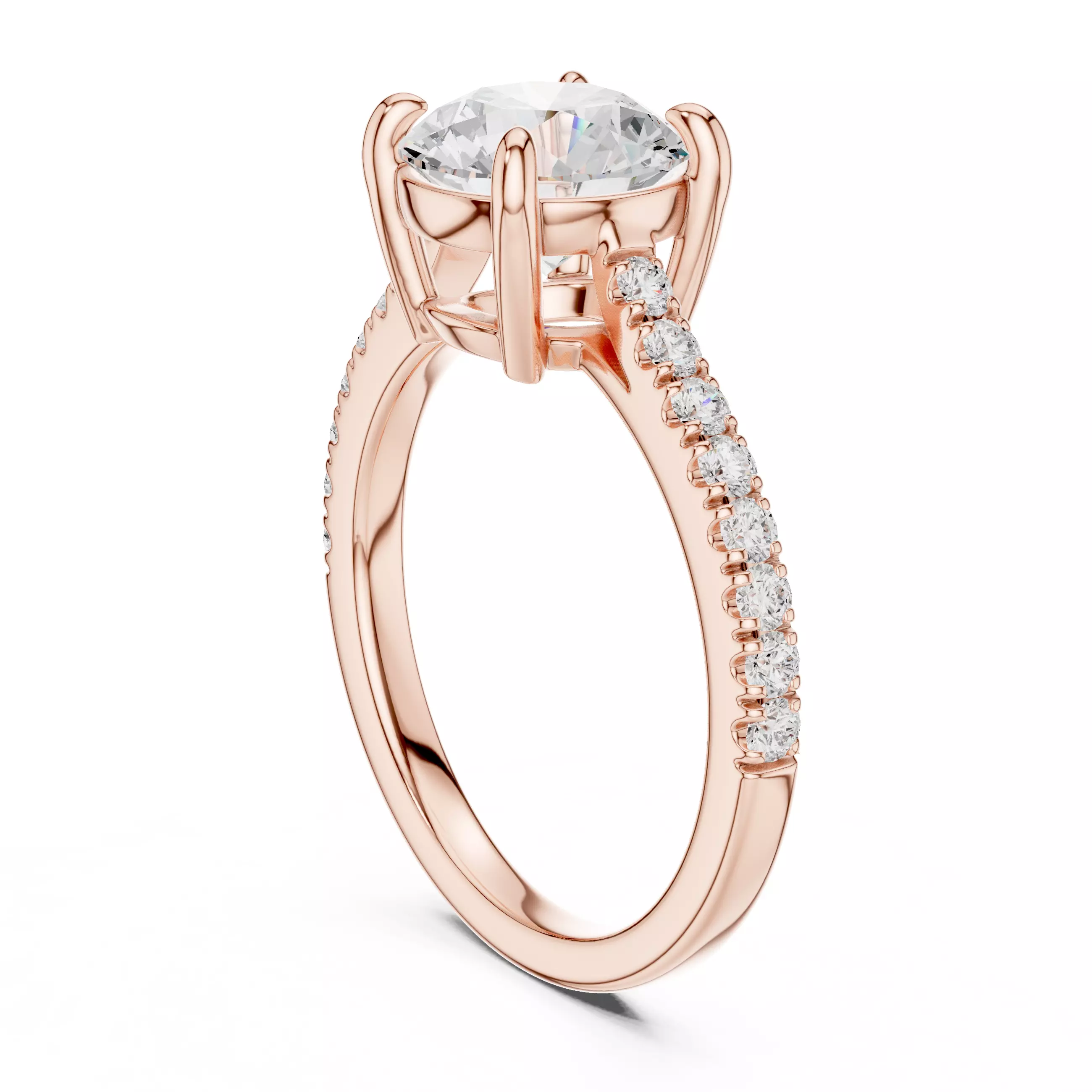 2CT Round Cut Diamond Engagement Wedding Ring 3DM STL Video 3D print model_3