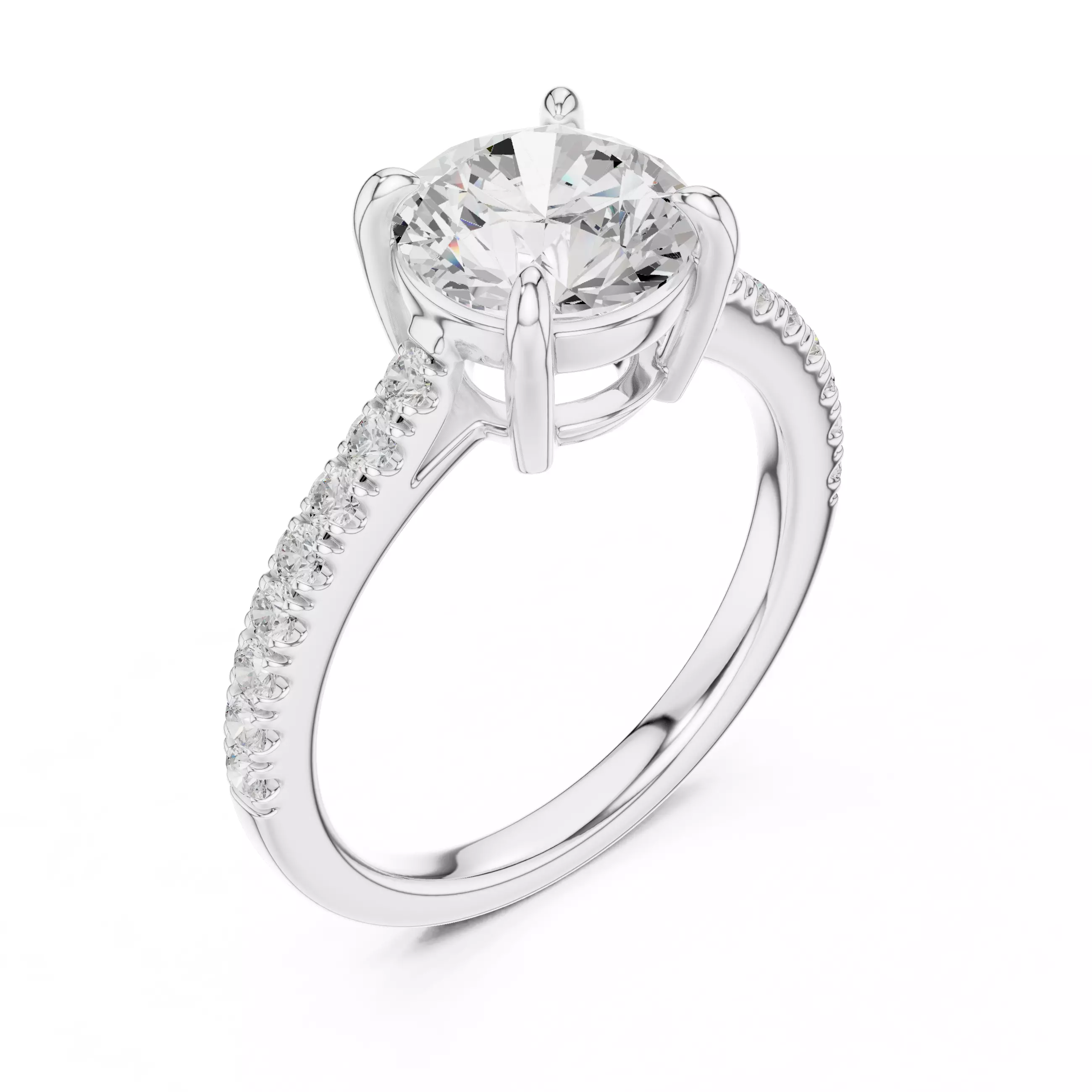 2CT Round Cut Diamond Engagement Wedding Ring 3DM STL Video 3D print model_10