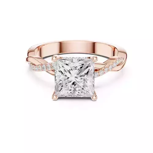 2CT Princess Cut Twisted Shank Engagement Ring 3DM STL Video 3D print model