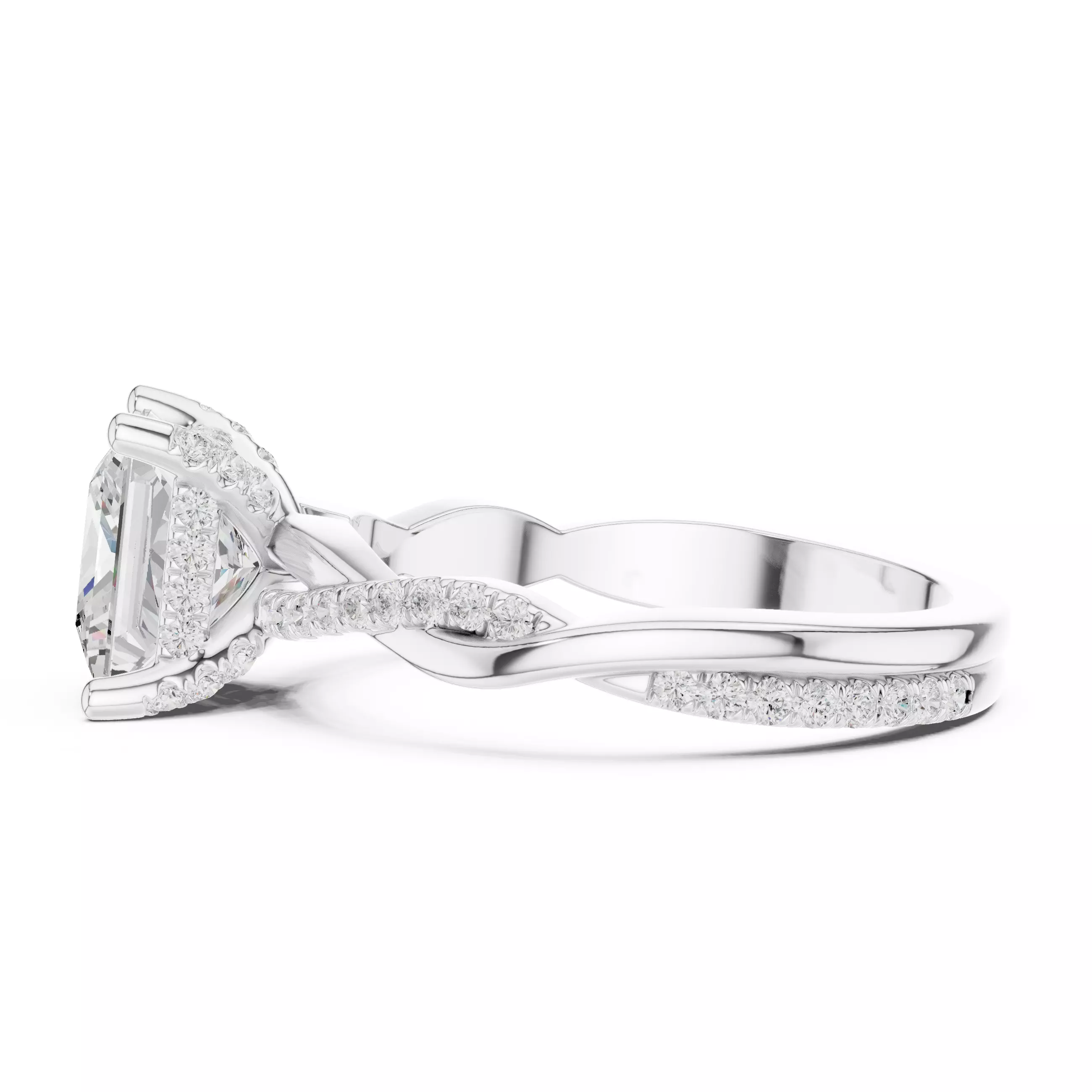 2CT Princess Cut Twisted Shank Engagement Ring 3DM STL Video 3D print model_11