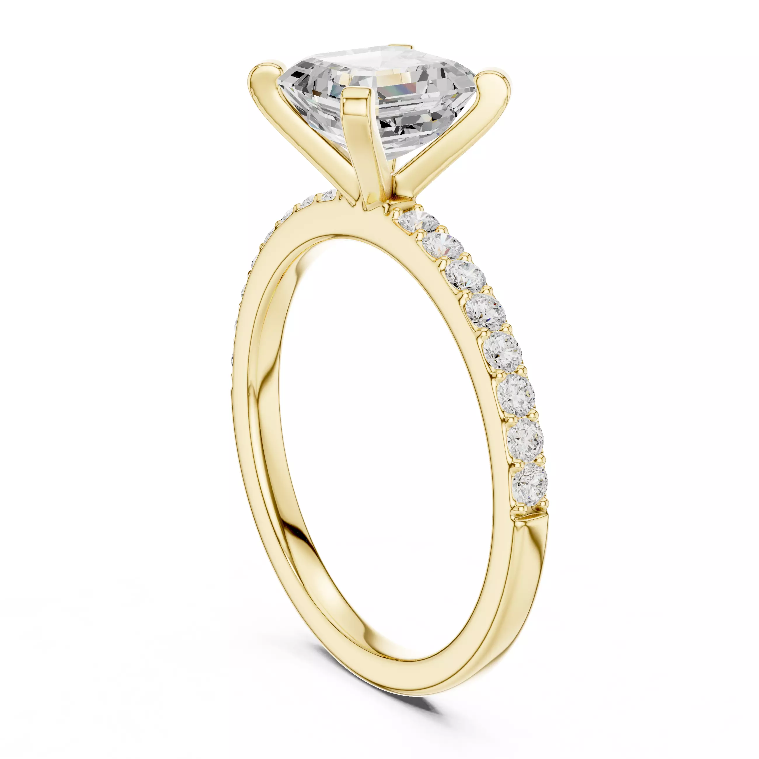 2CT Asscher Cut Pave Diamond Engagement Ring 3DM STL Video 3D print model_6