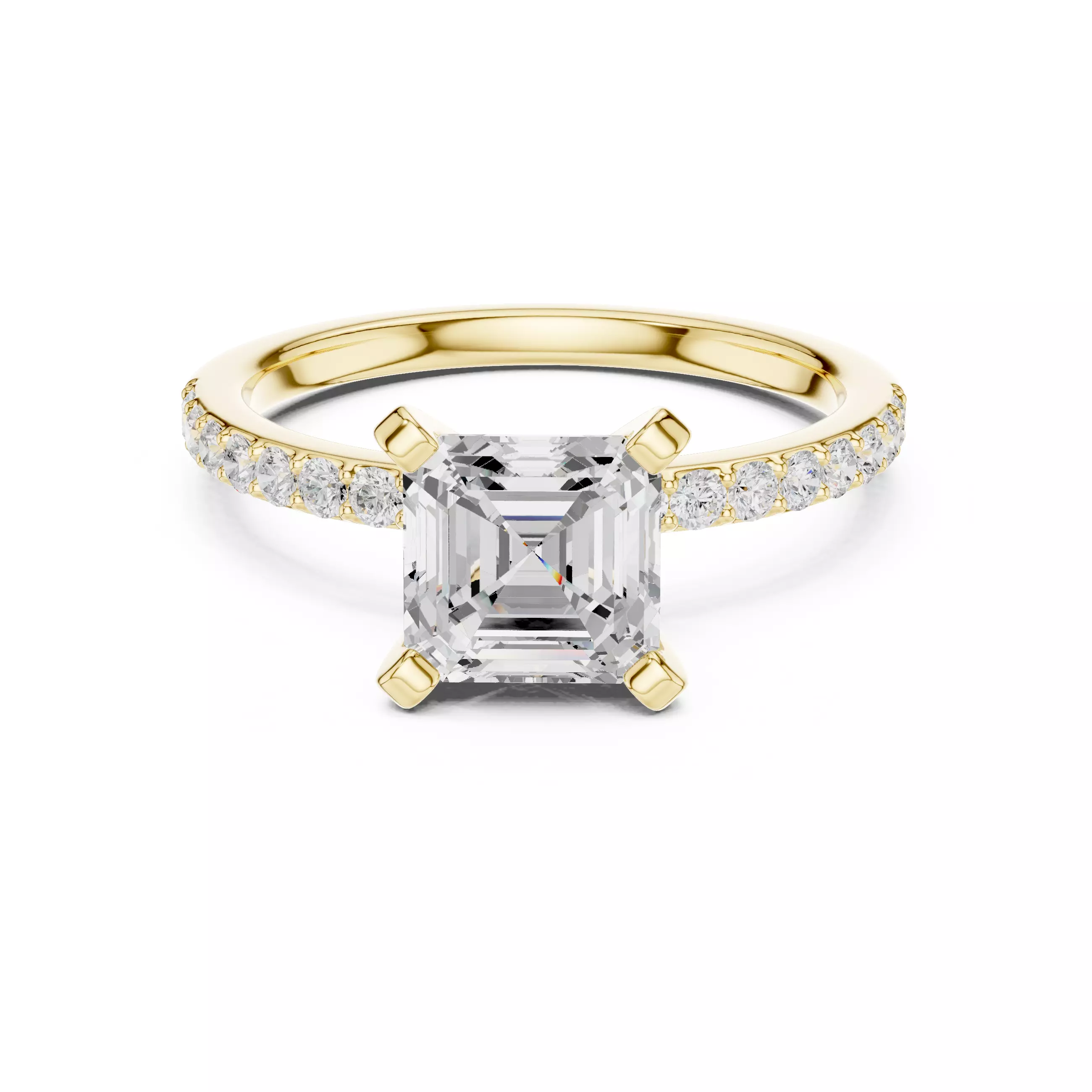 2CT Asscher Cut Pave Diamond Engagement Ring 3DM STL Video 3D print model_1