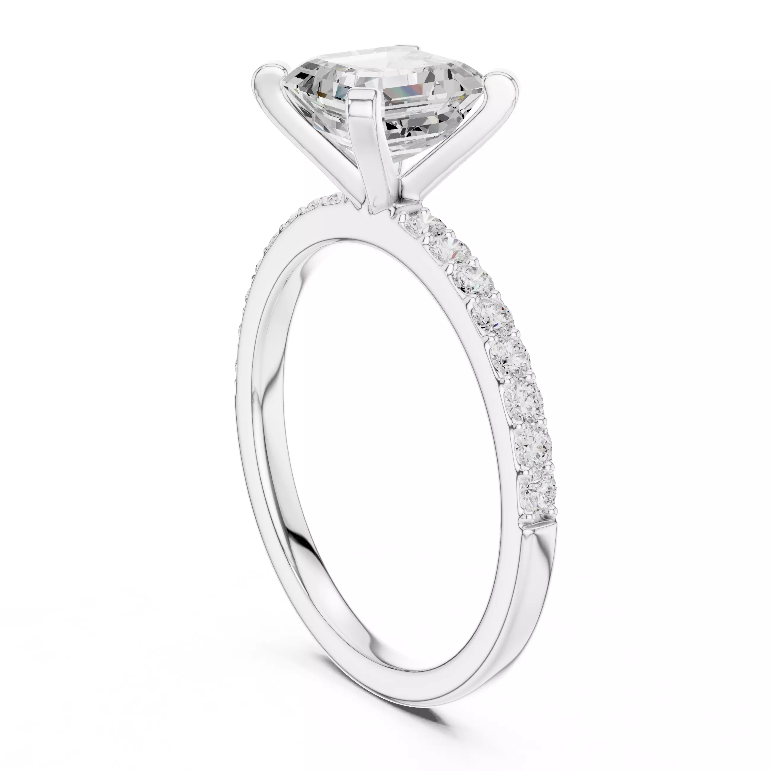 2CT Asscher Cut Pave Diamond Engagement Ring 3DM STL Video 3D print model_9