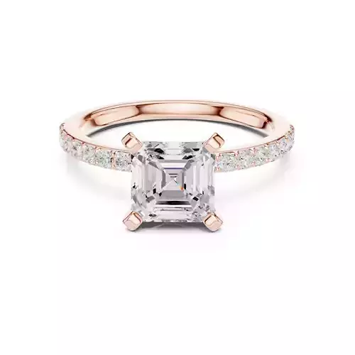 2CT Asscher Cut Pave Diamond Engagement Ring 3DM STL Video 3D print model