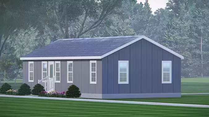 Barndominium Tiny House Exterior  Compact Barn Style Modern Home 3D model