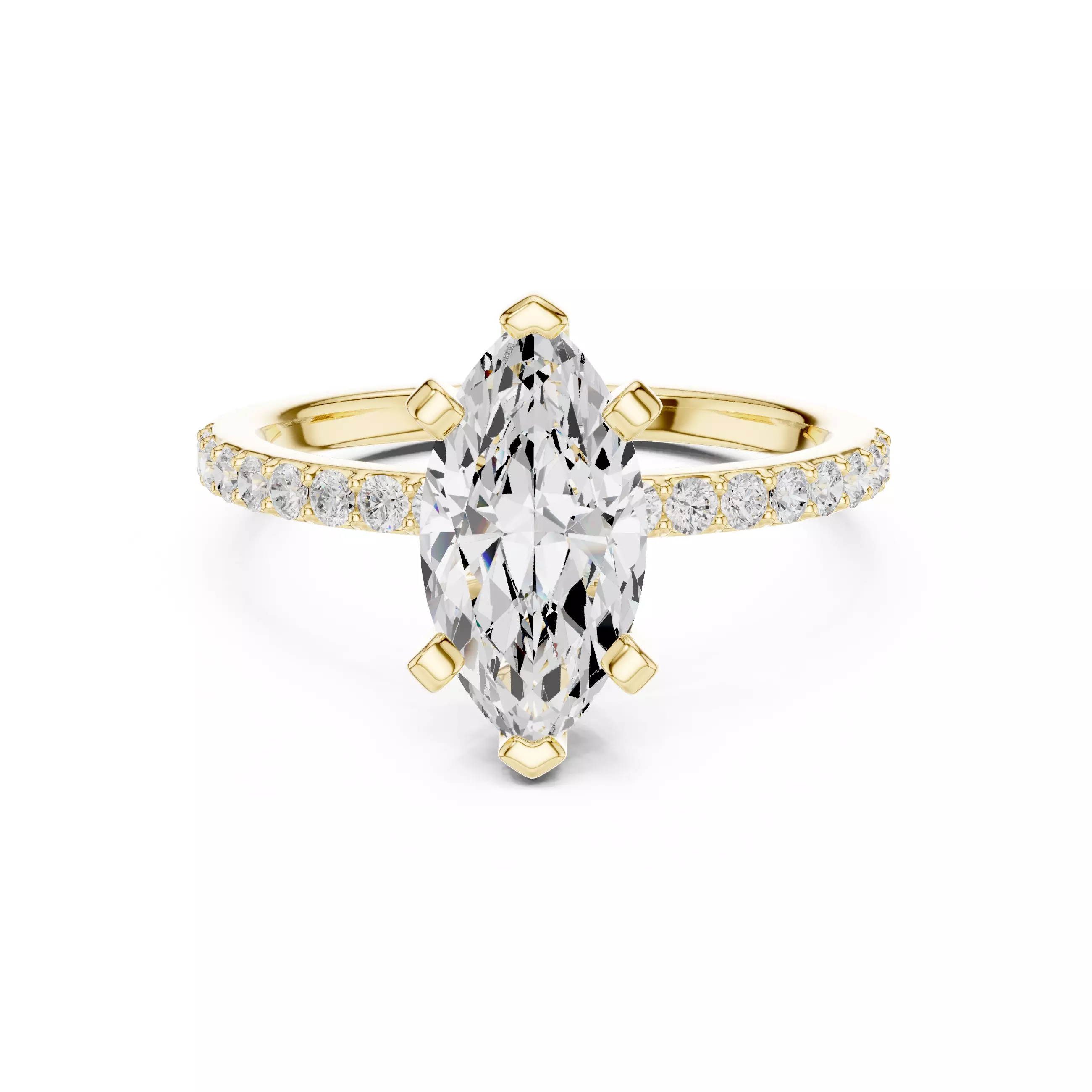 12x6mm Marquise Cut Diamond Engagement Ring 3DM STL Video 3D print model_1