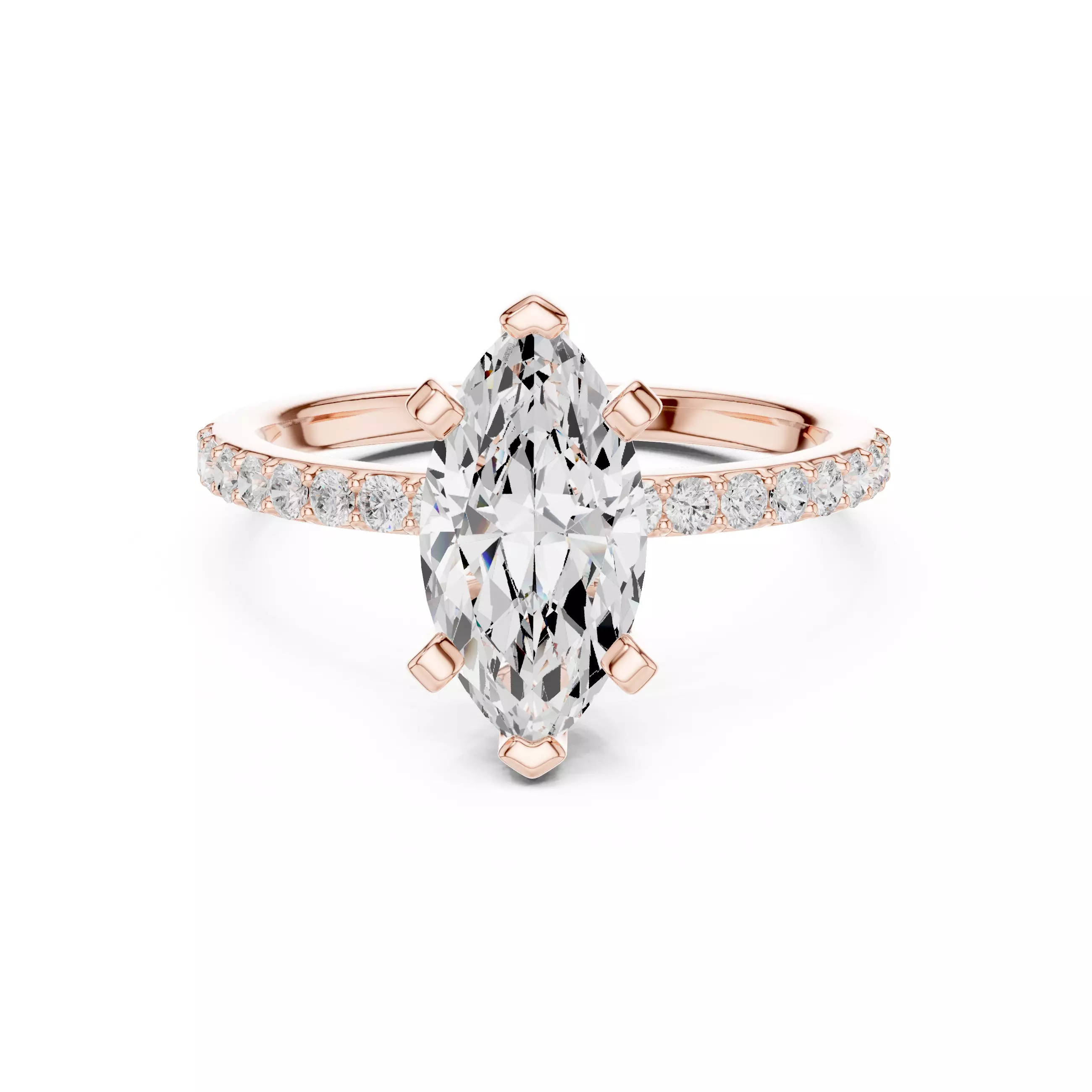 12x6mm Marquise Cut Diamond Engagement Ring 3DM STL Video 3D print model_0