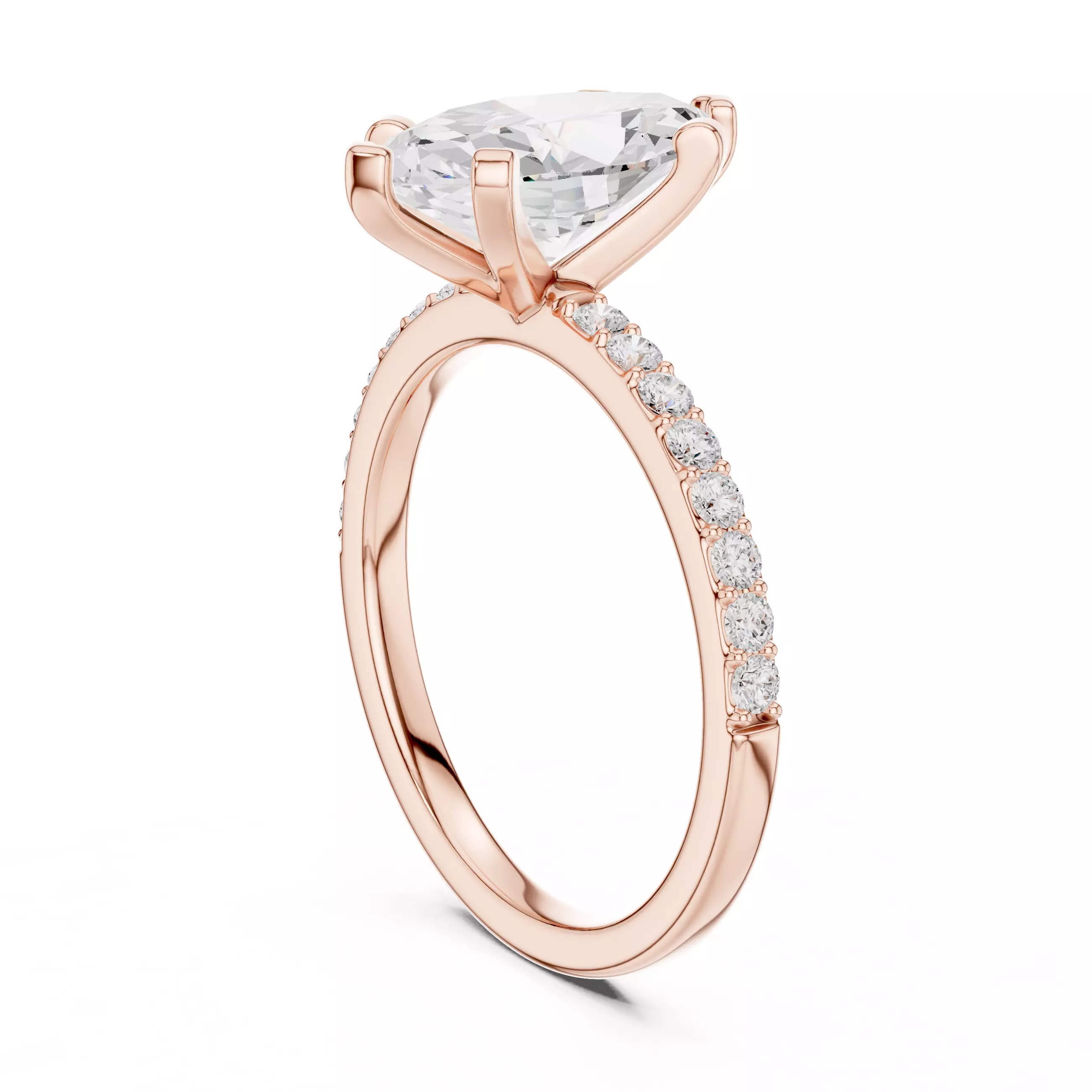 12x6mm Marquise Cut Diamond Engagement Ring 3DM STL Video 3D print model_3